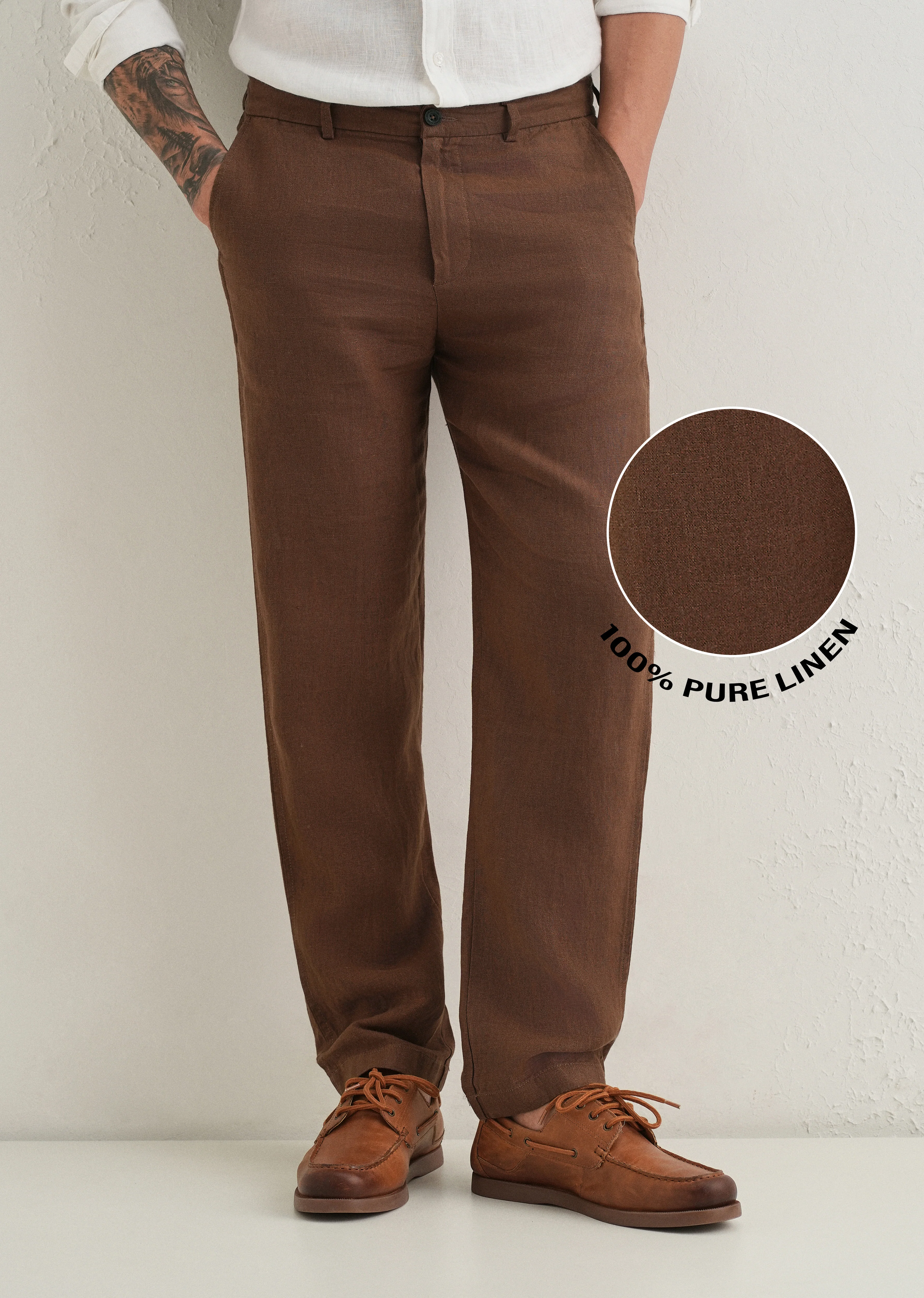 Chestnut Brown Linen Pant - Image 7