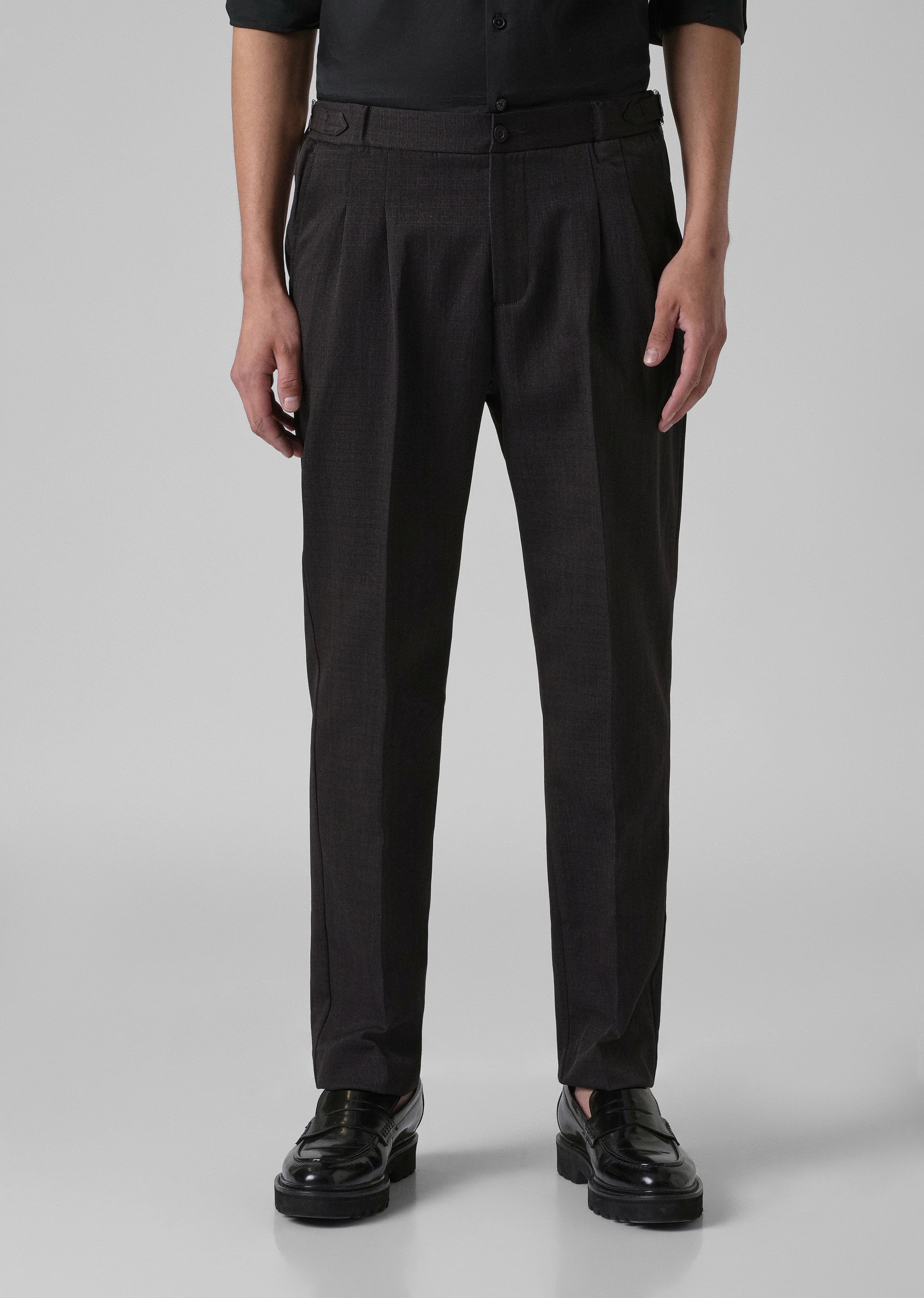 Chocolate Brown Pleated Gurkha Pant - Image 3