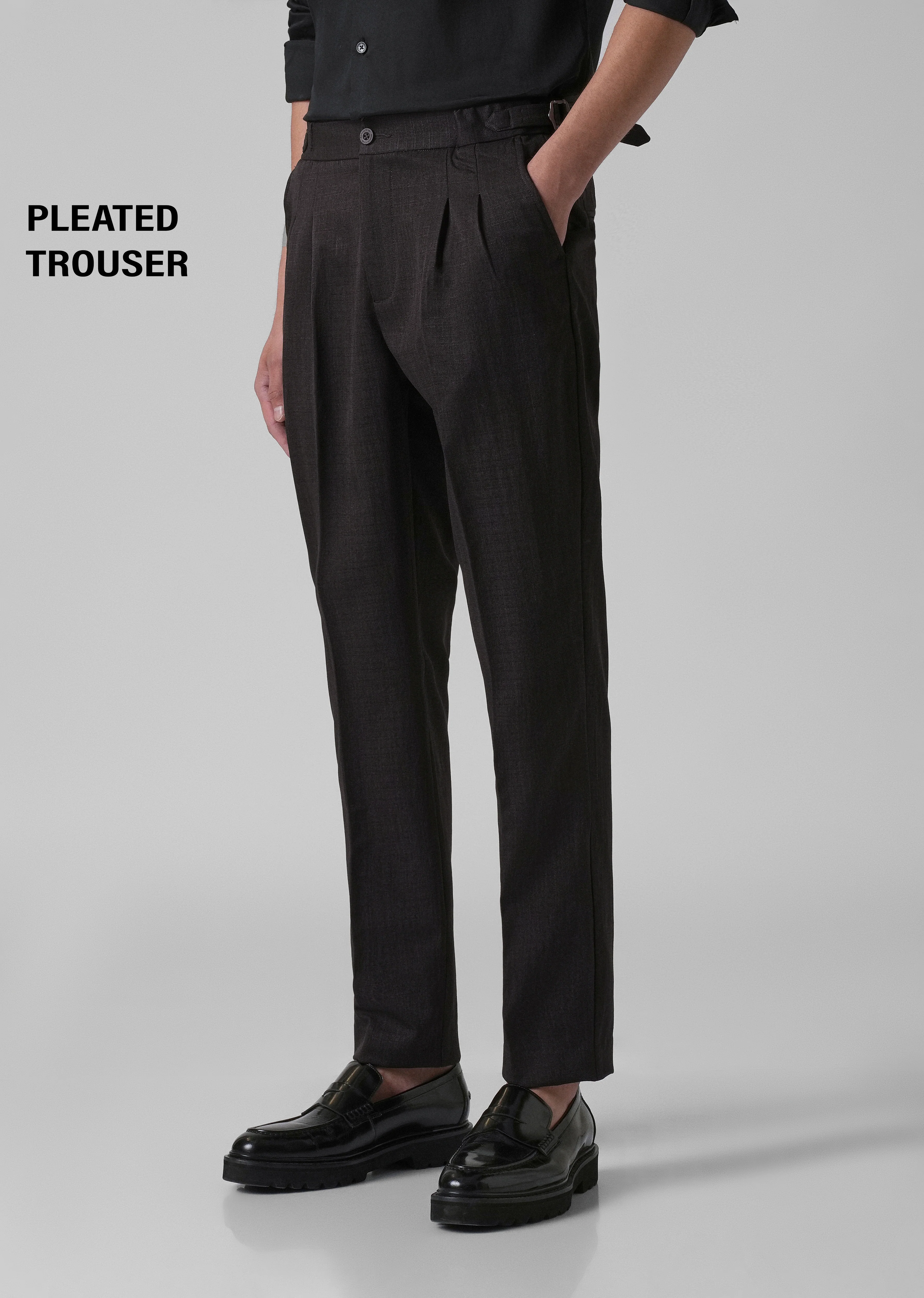 Chocolate Brown Pleated Gurkha Pant - Image 7