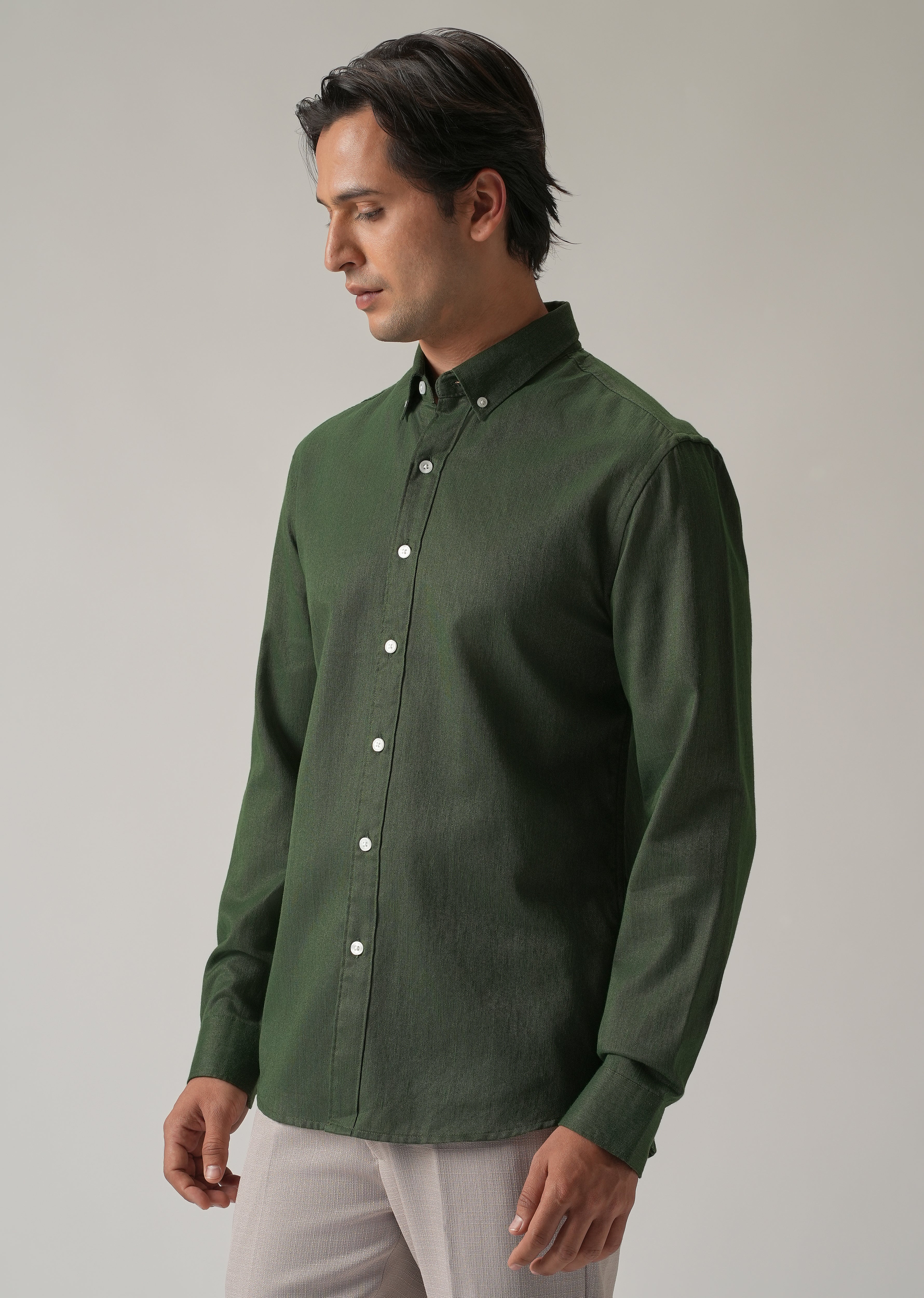 Cilantro Green Blended Linen shirt - Image 4
