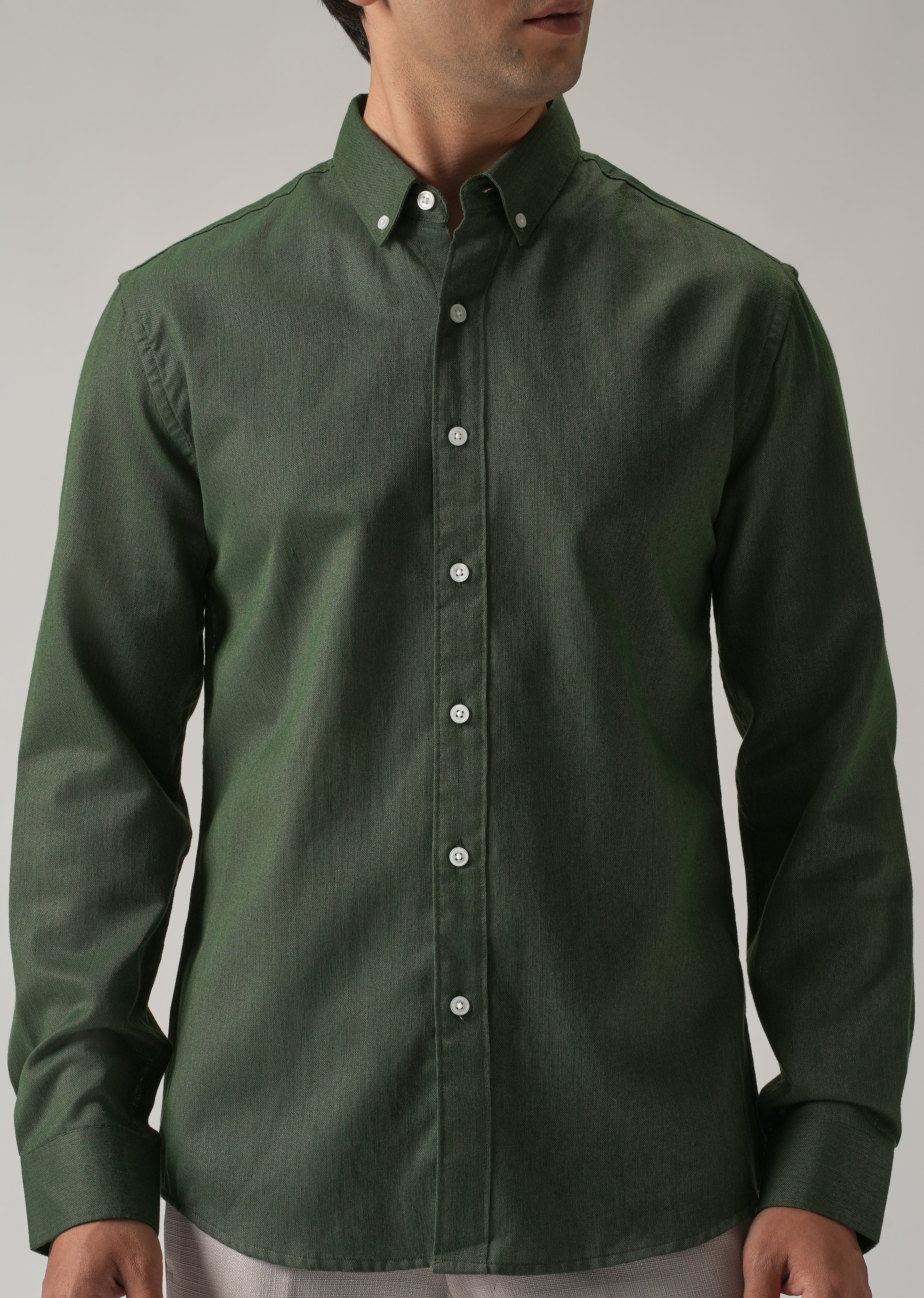 Cilantro Green Blended Linen shirt - Image 7