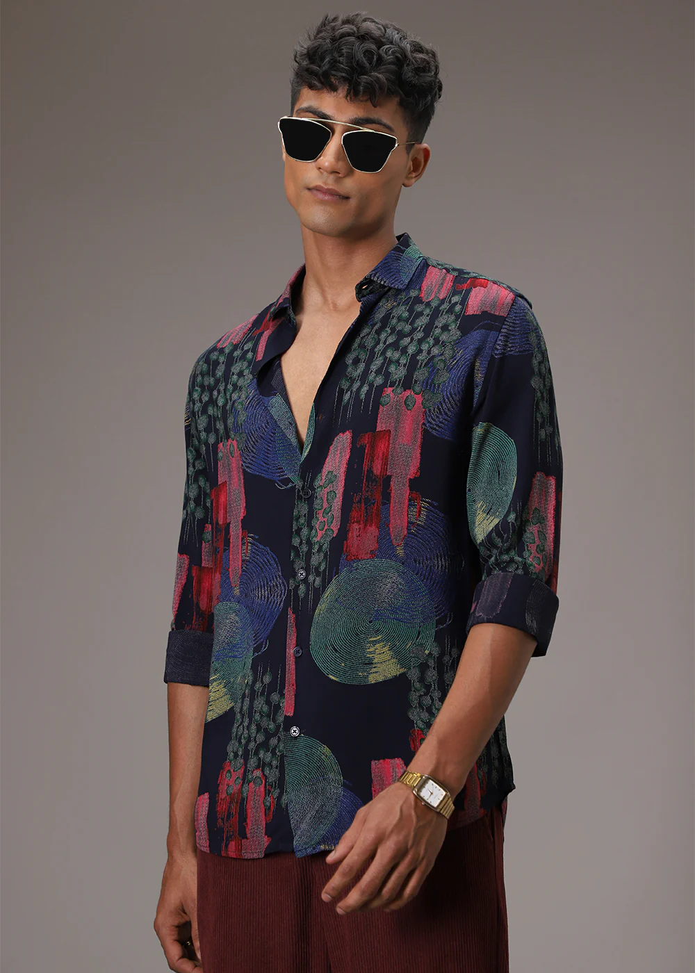 Circular Abstract Blue Feather Shirt - Image 8