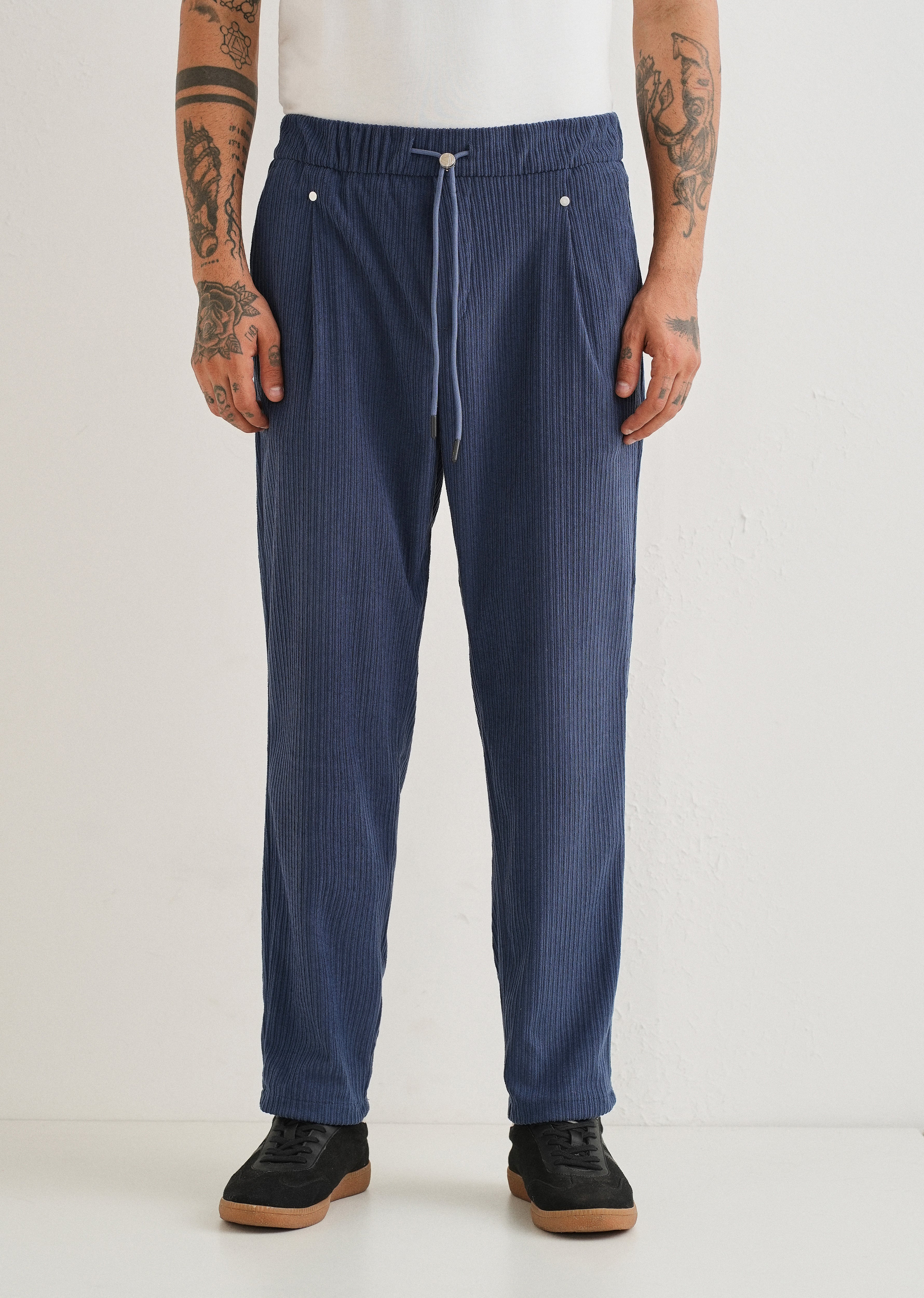 Classic Blue Drawstring Corduroy Pant - Image 3