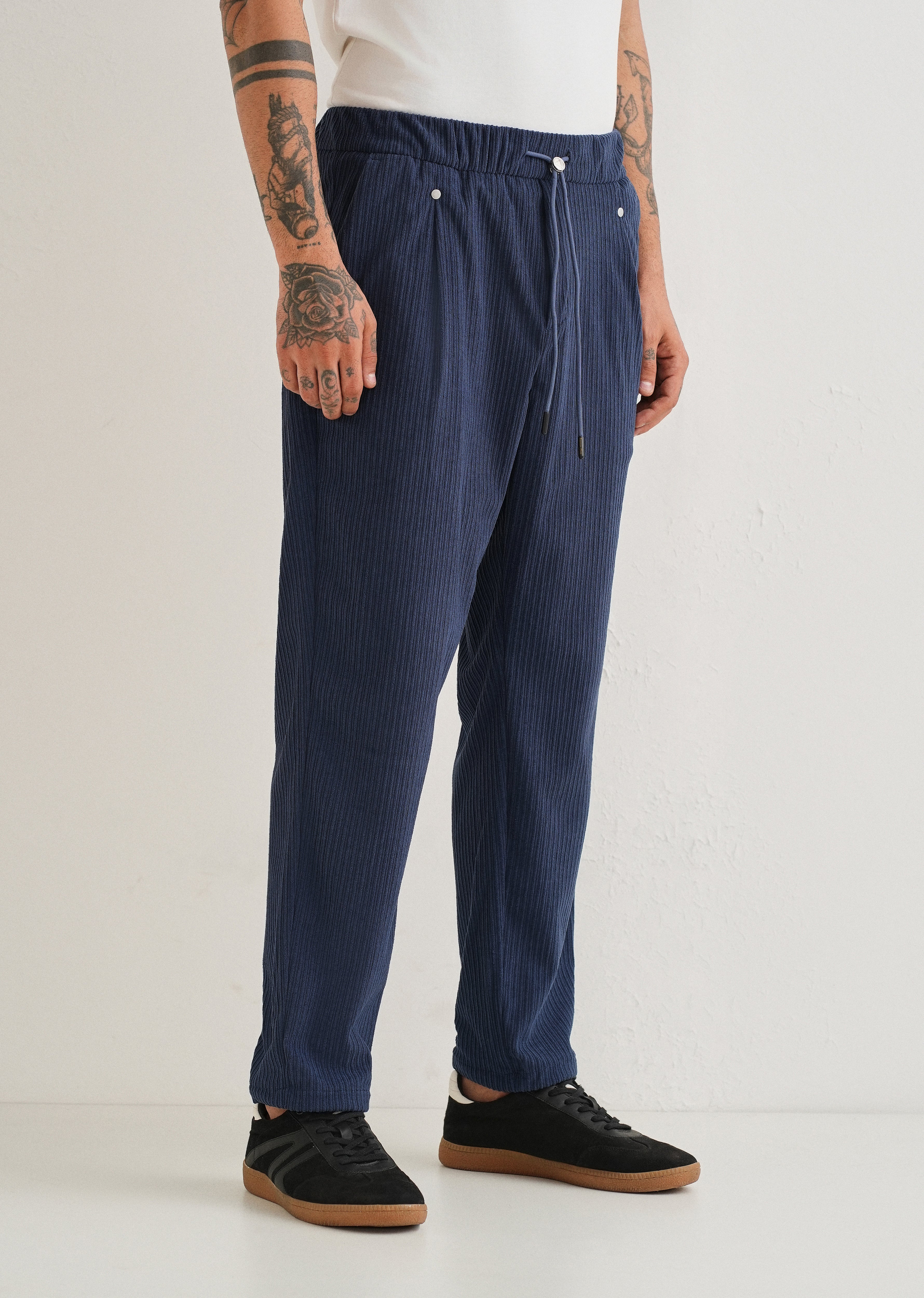 Classic Blue Drawstring Corduroy Pant - Image 4