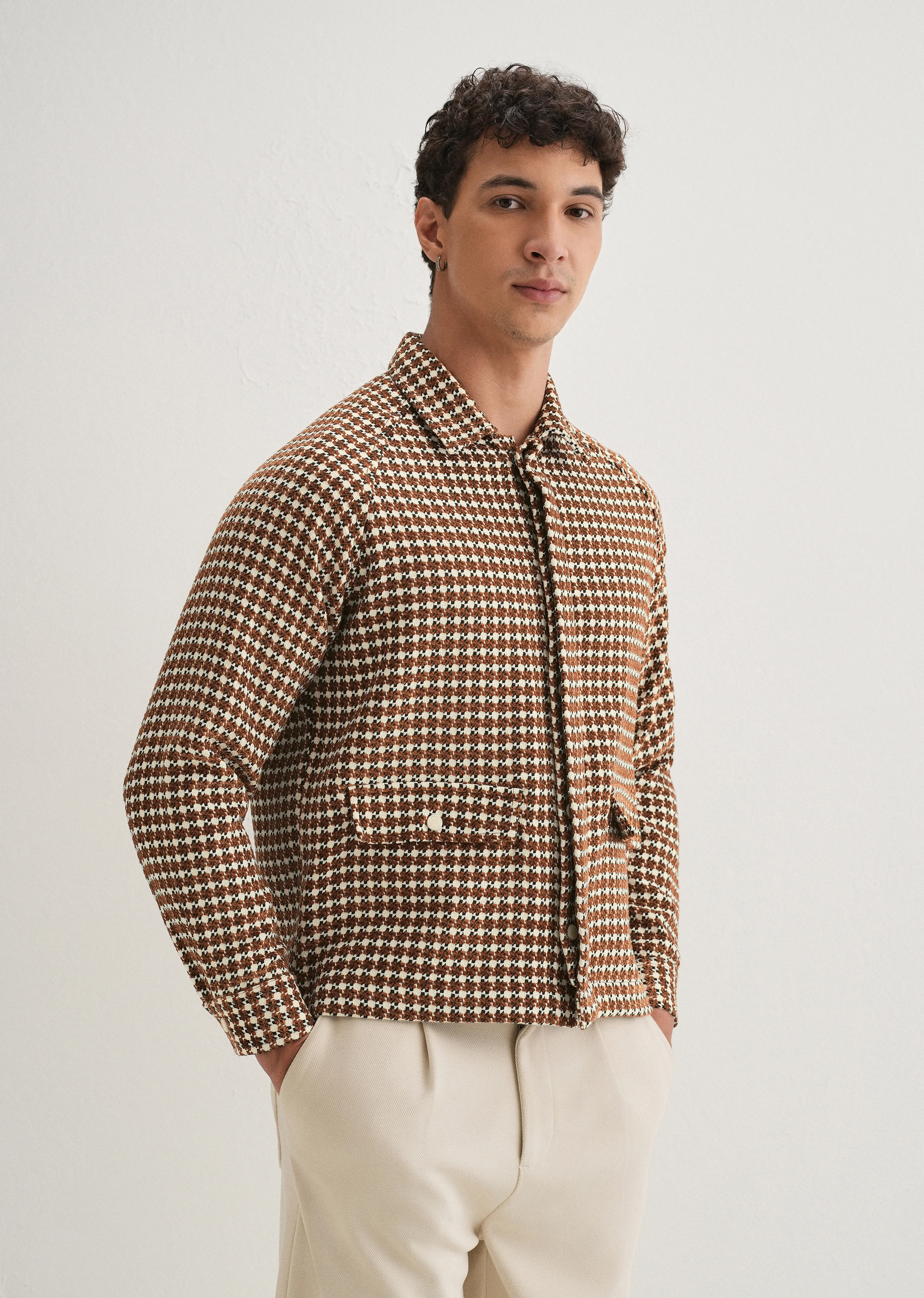 Classic Brown Houndstooth Shacket - Image 5