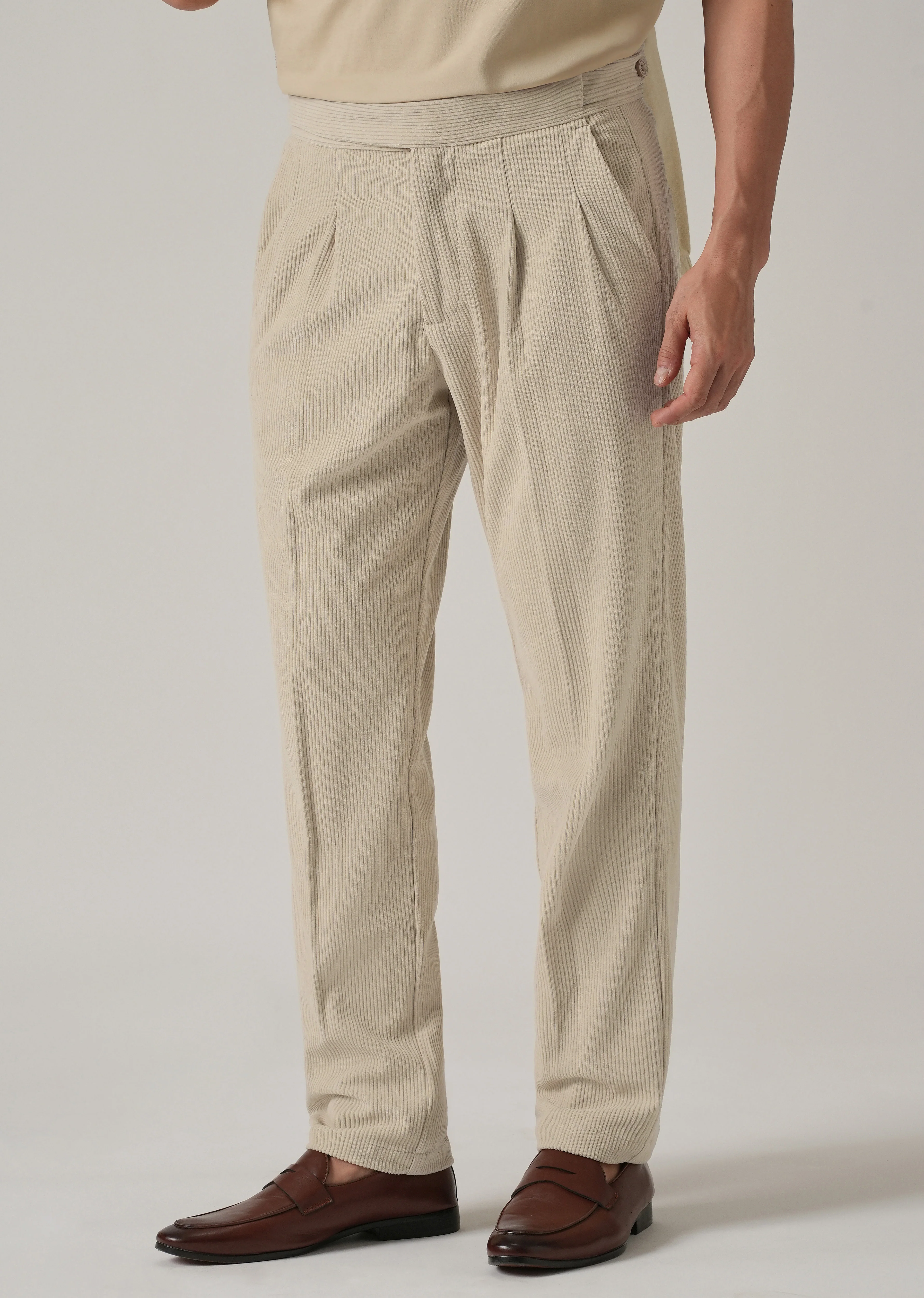 Classic Cream Corduroy Gurkha Pants - Image 3
