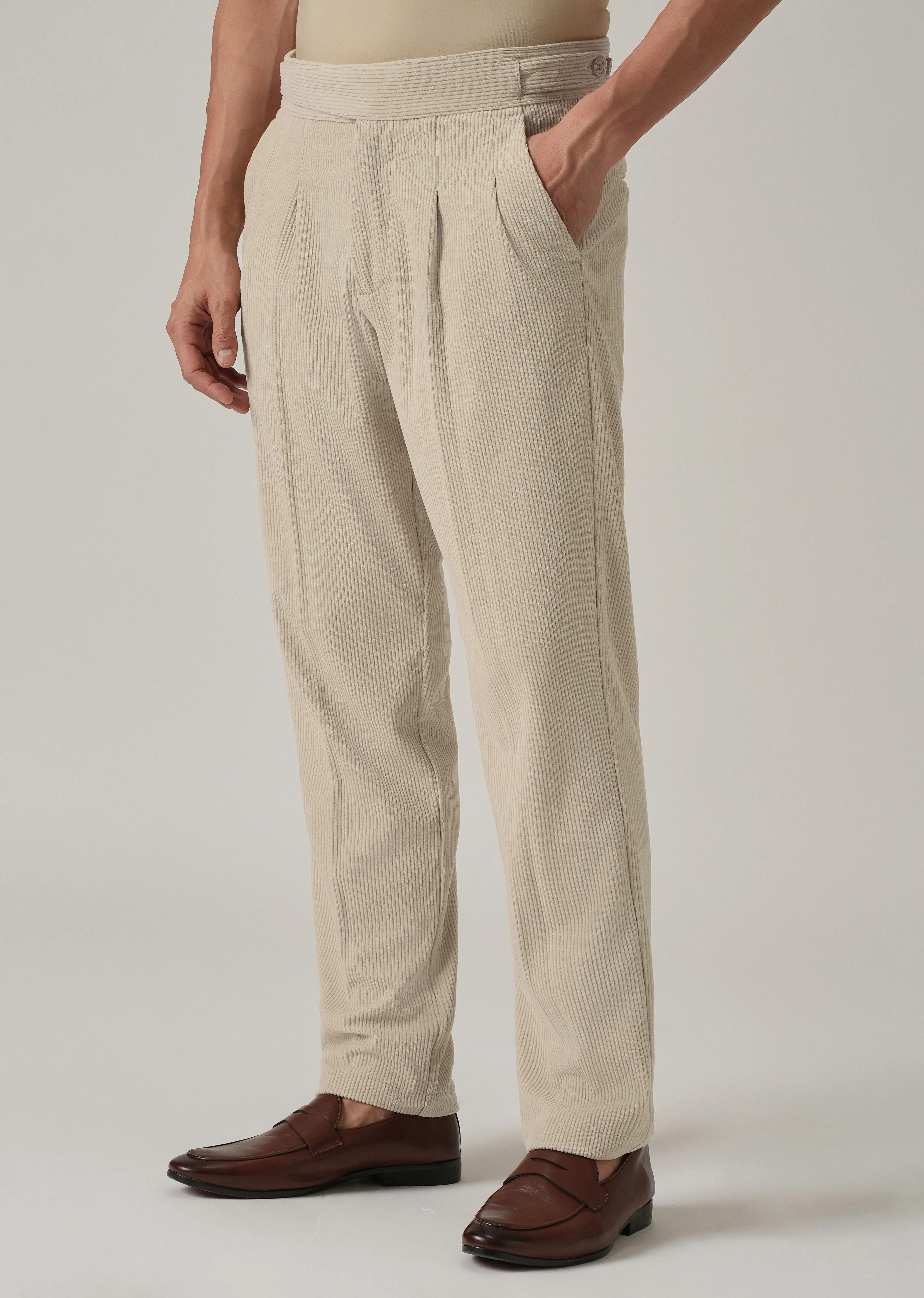 Classic Cream Corduroy Gurkha Pants - Image 7