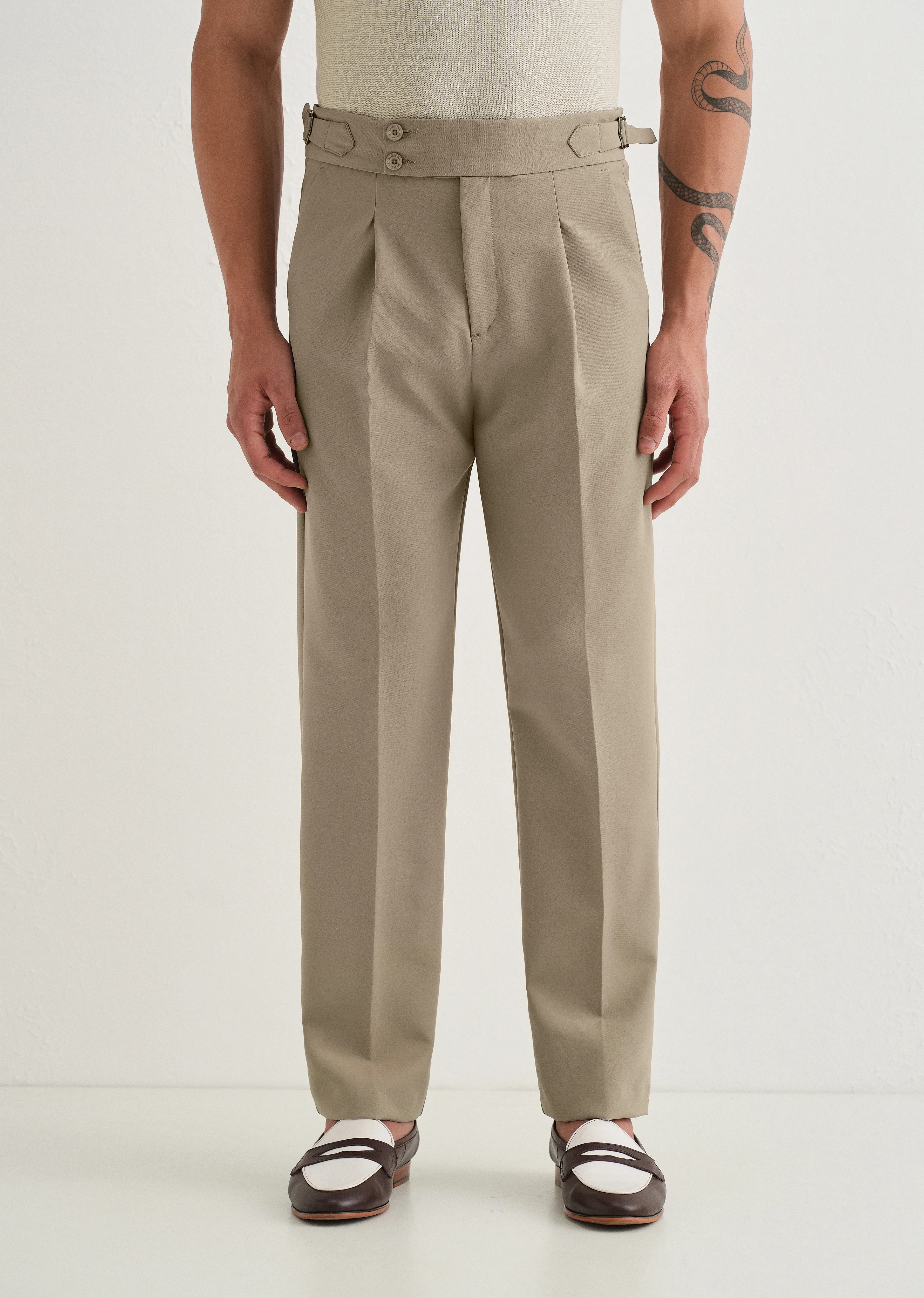 Classic Tan Pleated Gurkha Pant - Image 4