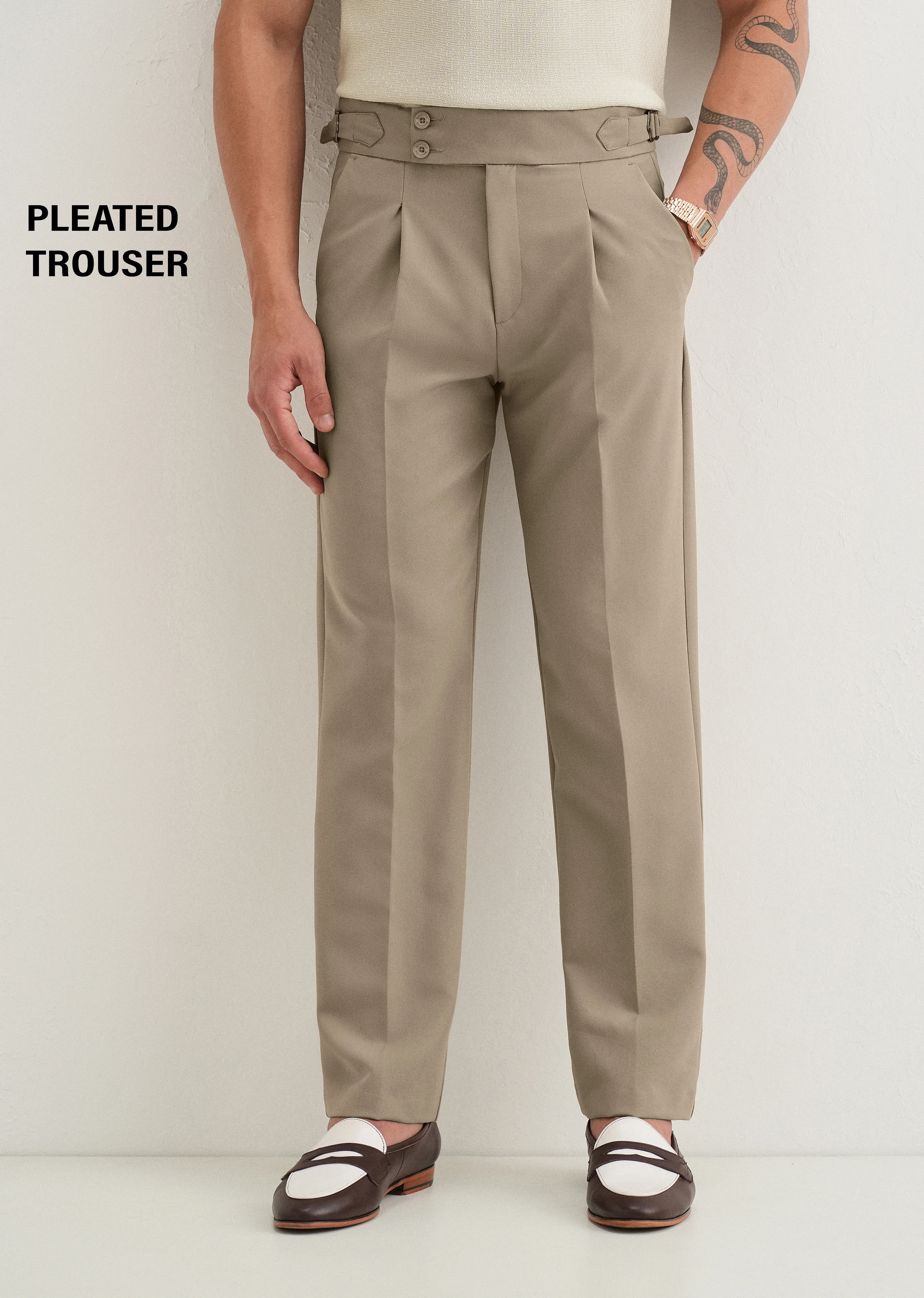 Classic Tan Pleated Gurkha Pant - Image 8