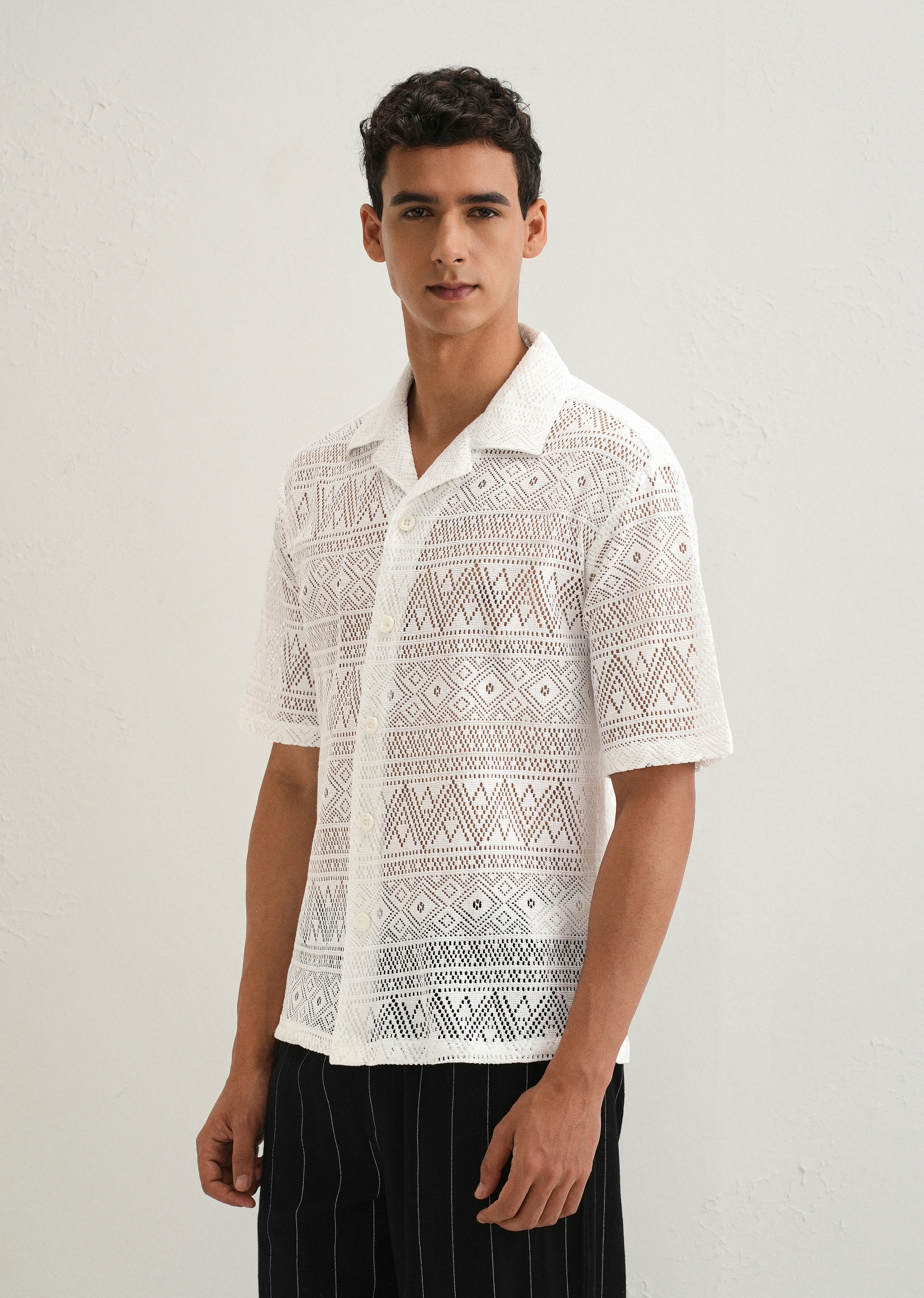 Cloud White Crochet Shirt - Image 4