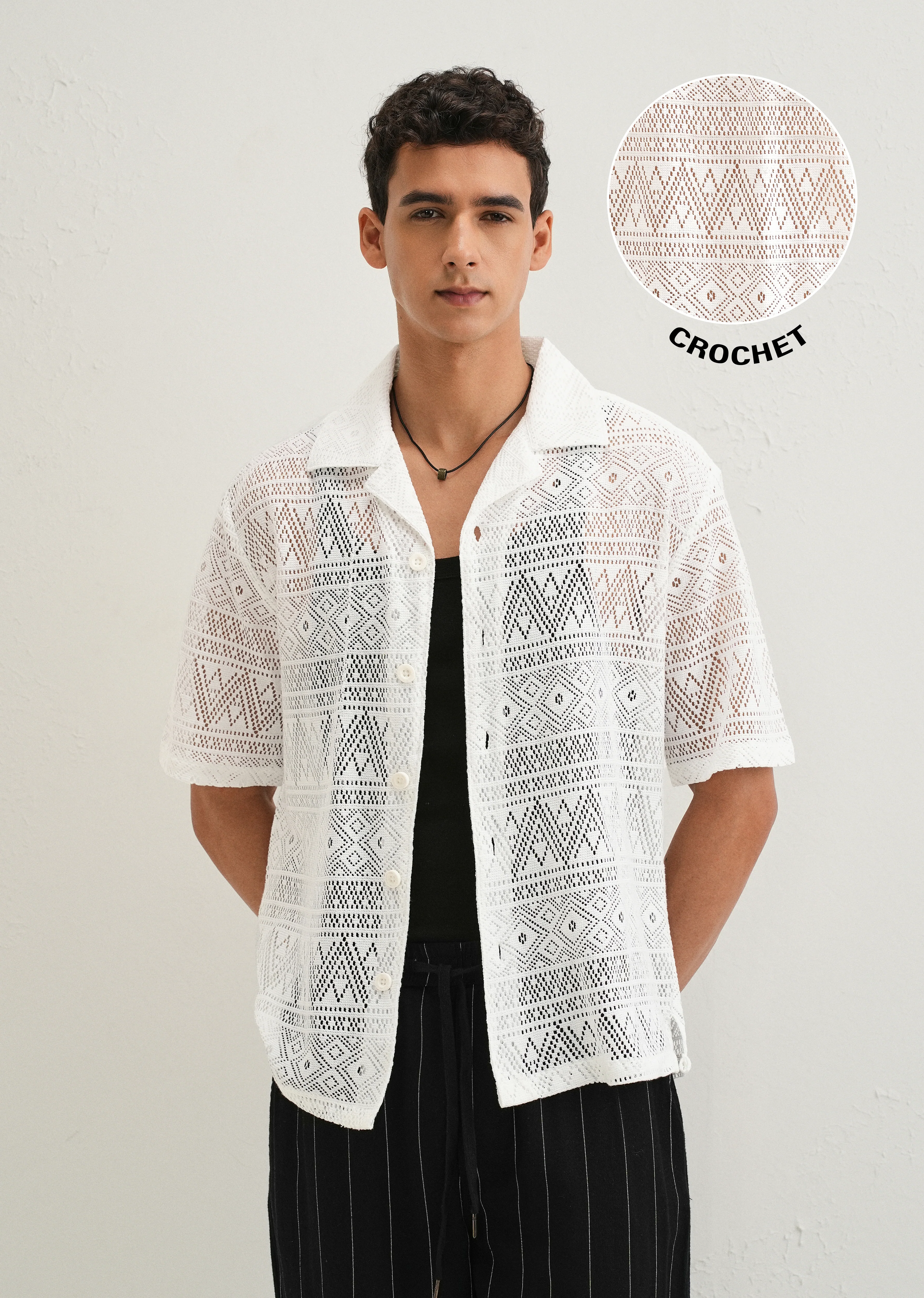 Cloud White Crochet Shirt - Image 7