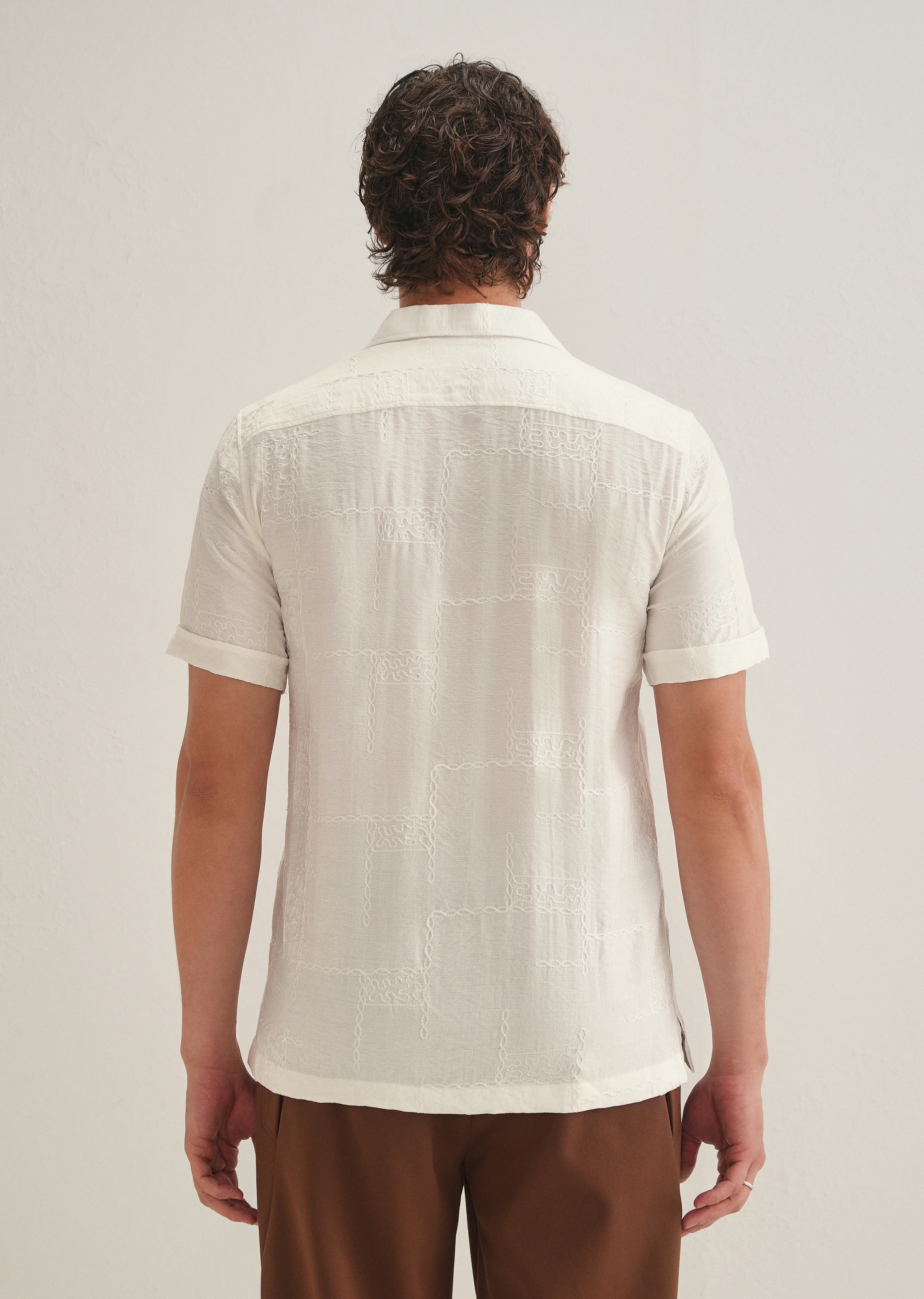 Cloud White Embroidery Shirt - Image 4