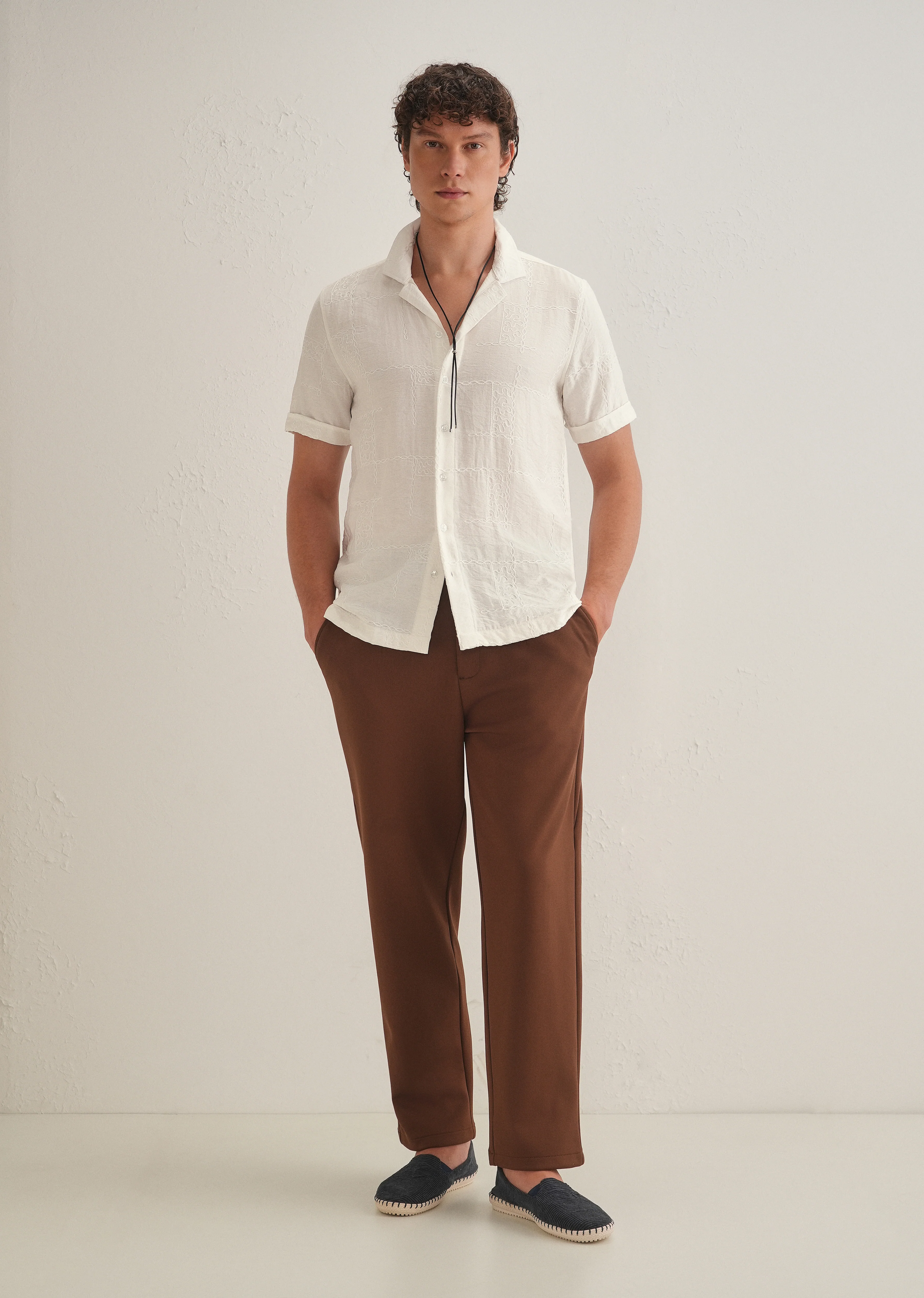 Cloud White Embroidery Shirt - Image 6
