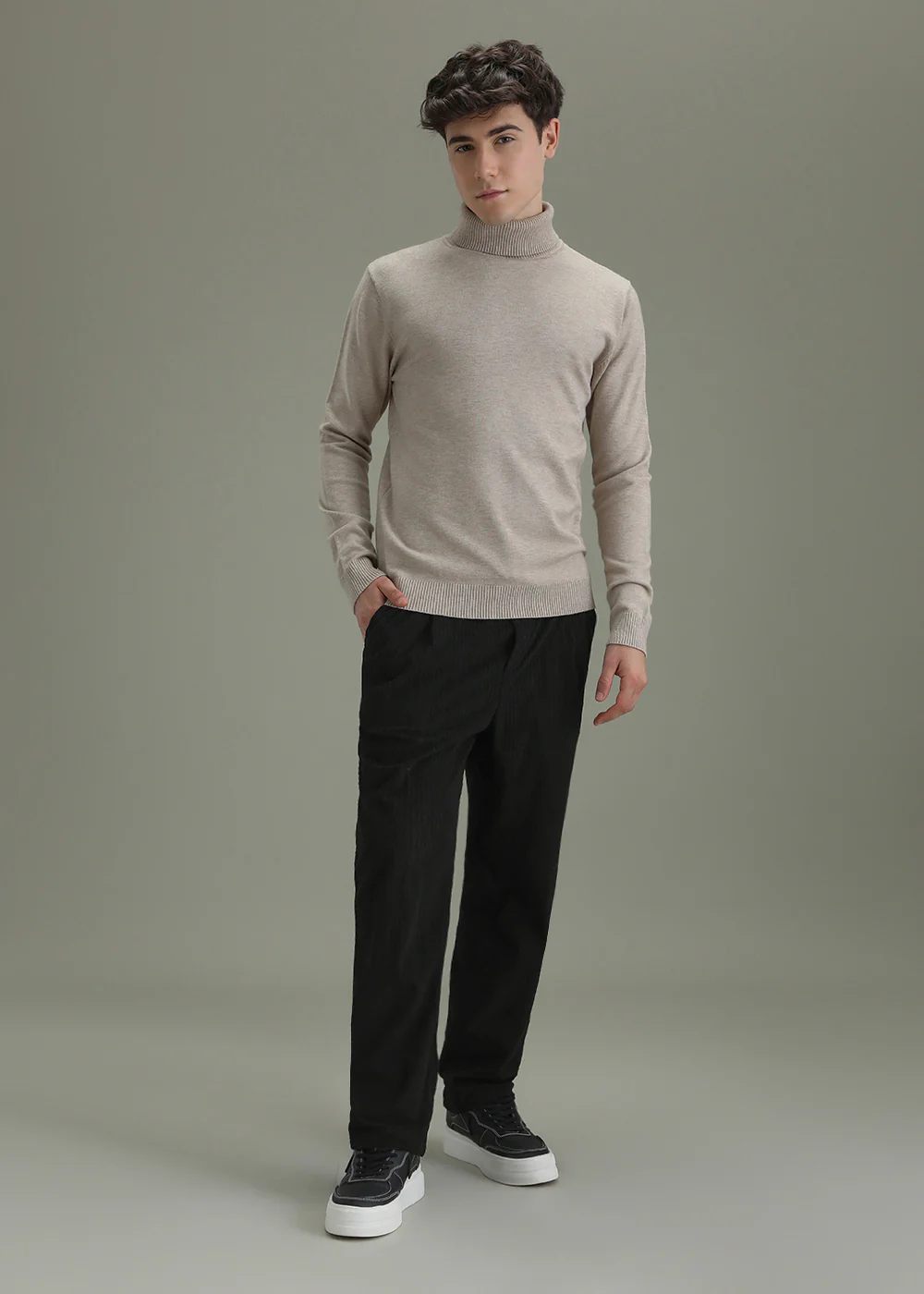 Coal Black Drawstring Corduroy Pant - Image 6