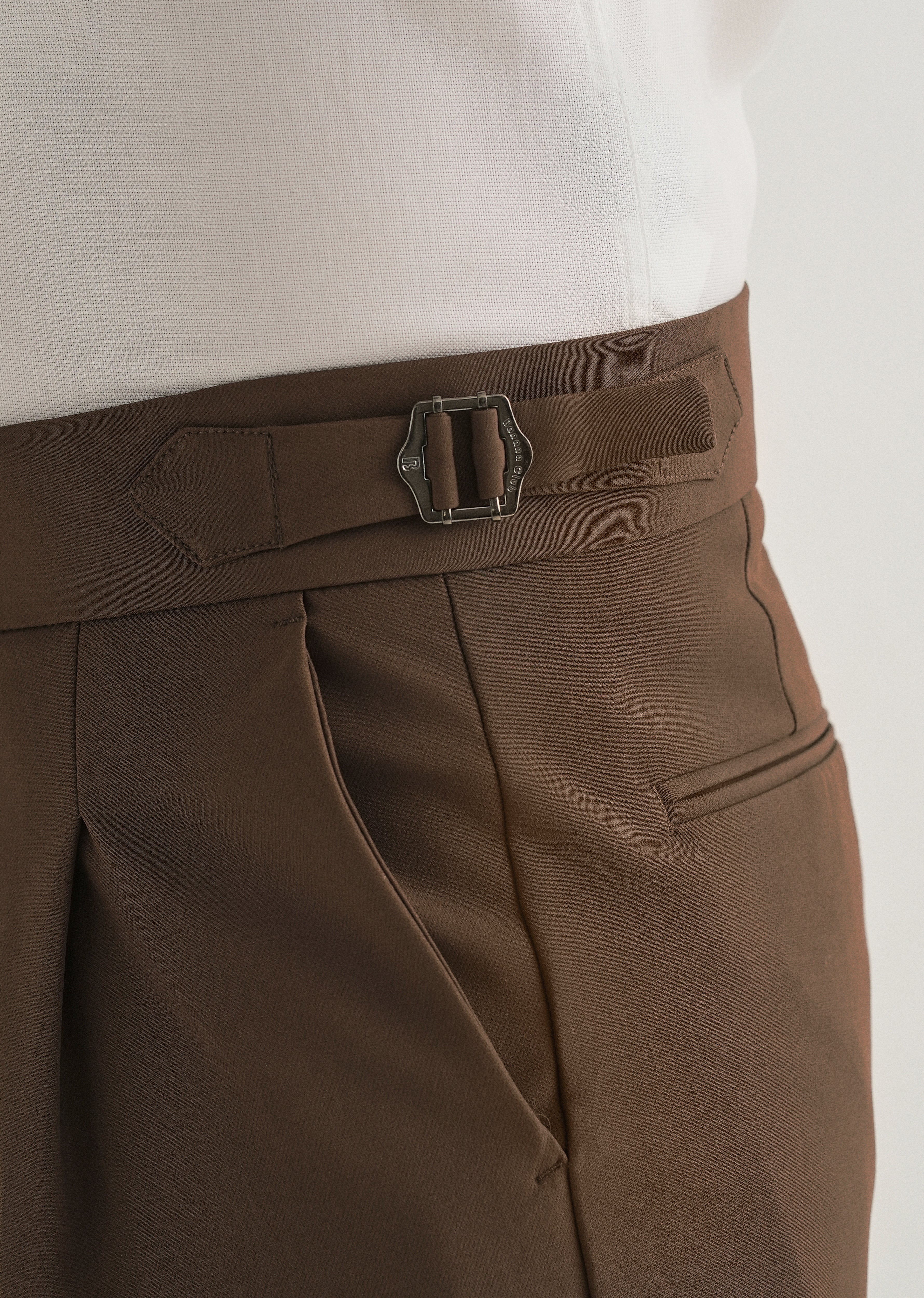 Coffee Brown Pleated Gurkha Pant - Image 2