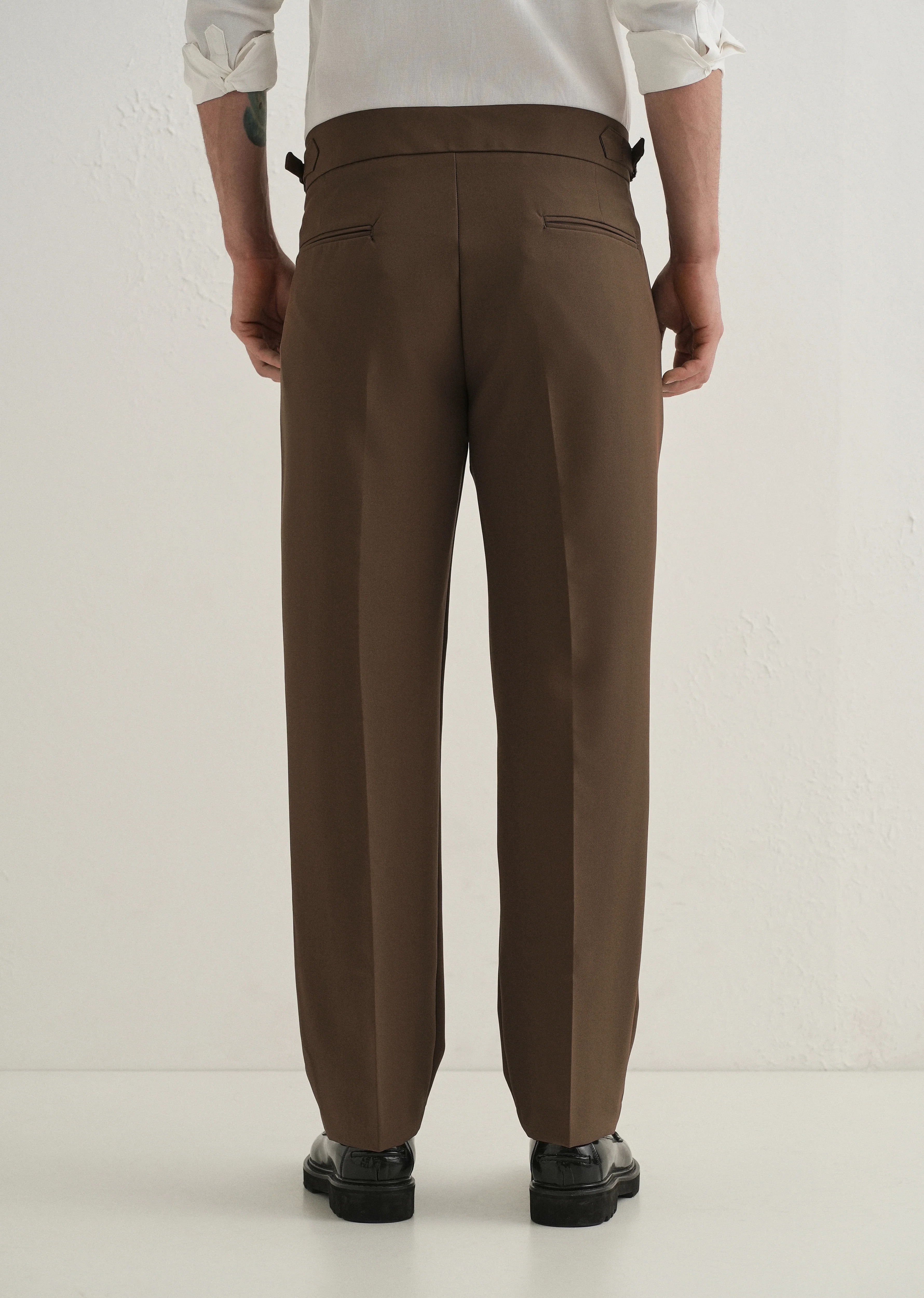 Coffee Brown Pleated Gurkha Pant - Image 3
