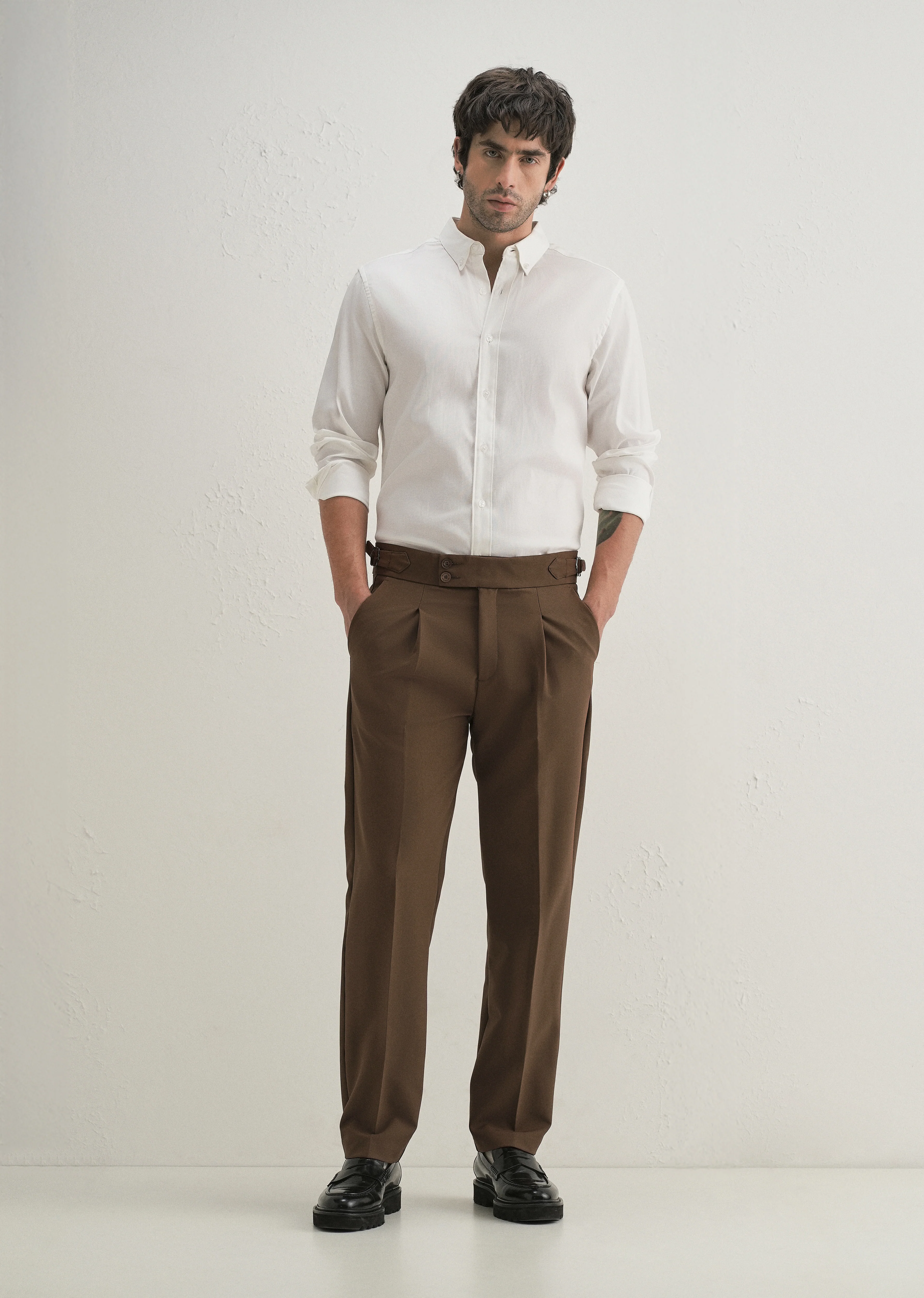 Coffee Brown Pleated Gurkha Pant - Image 7