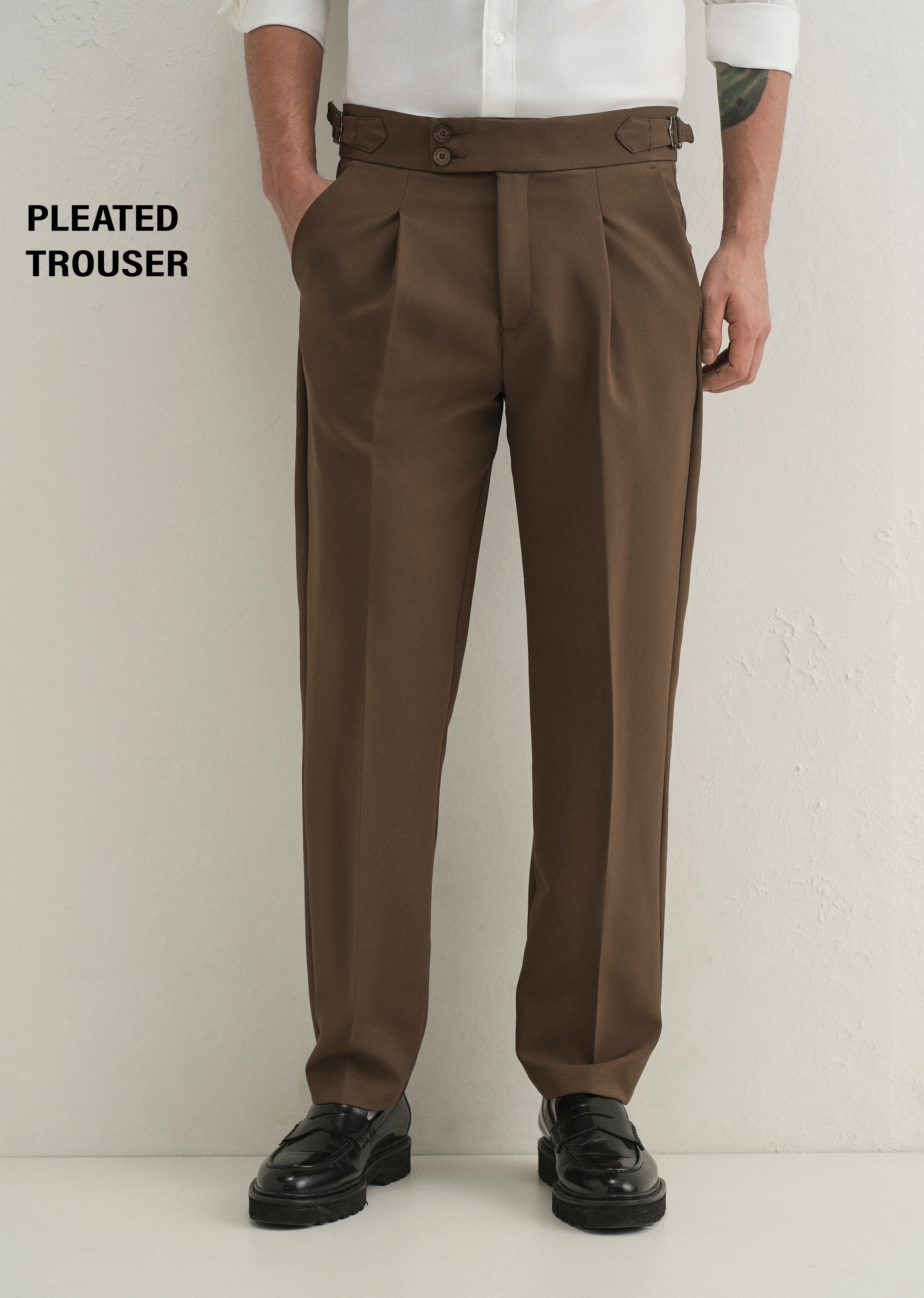 Coffee Brown Pleated Gurkha Pant - Image 8