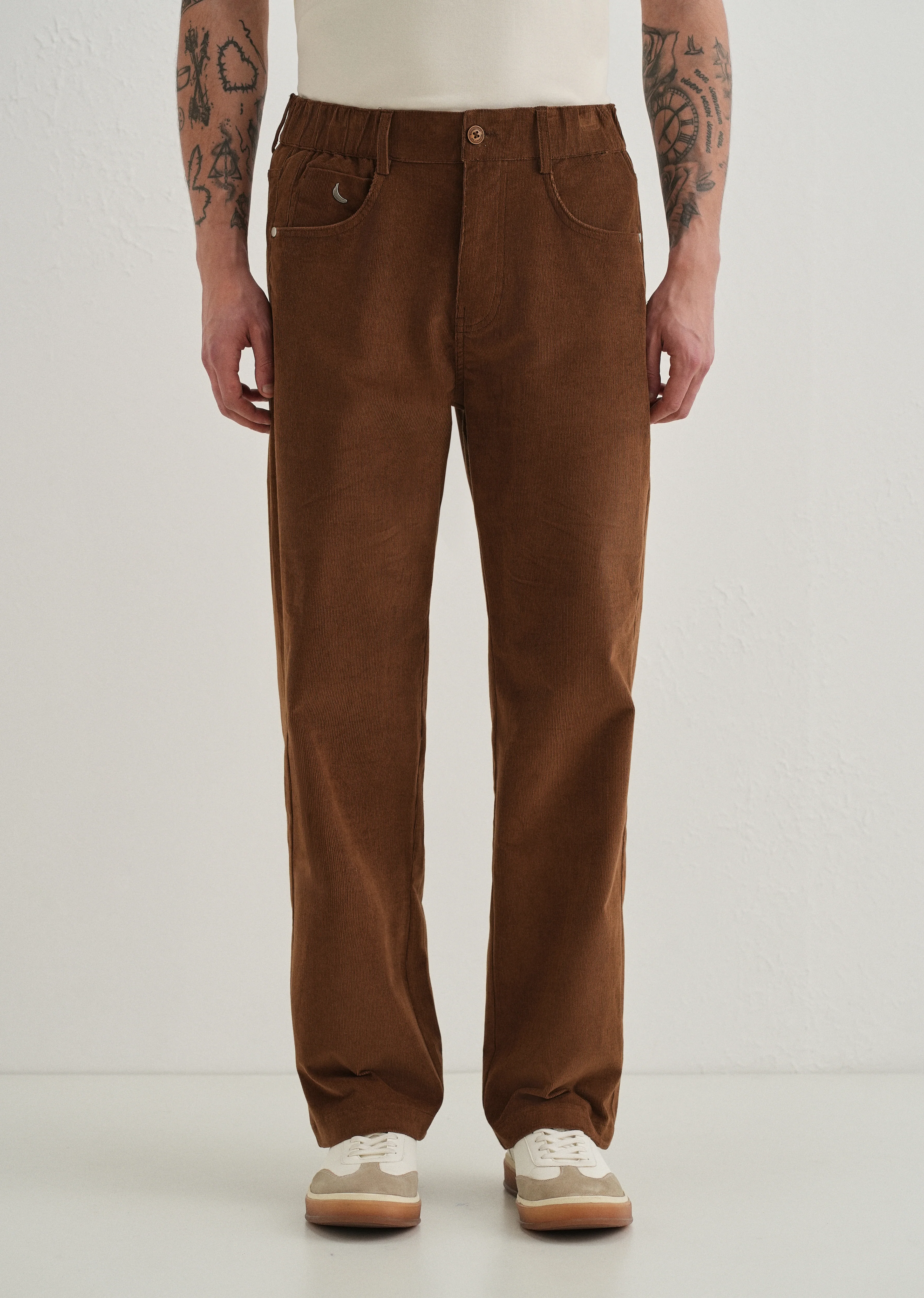 Coffee Brown Semi-Elasticated Corduroy Pant - Image 3