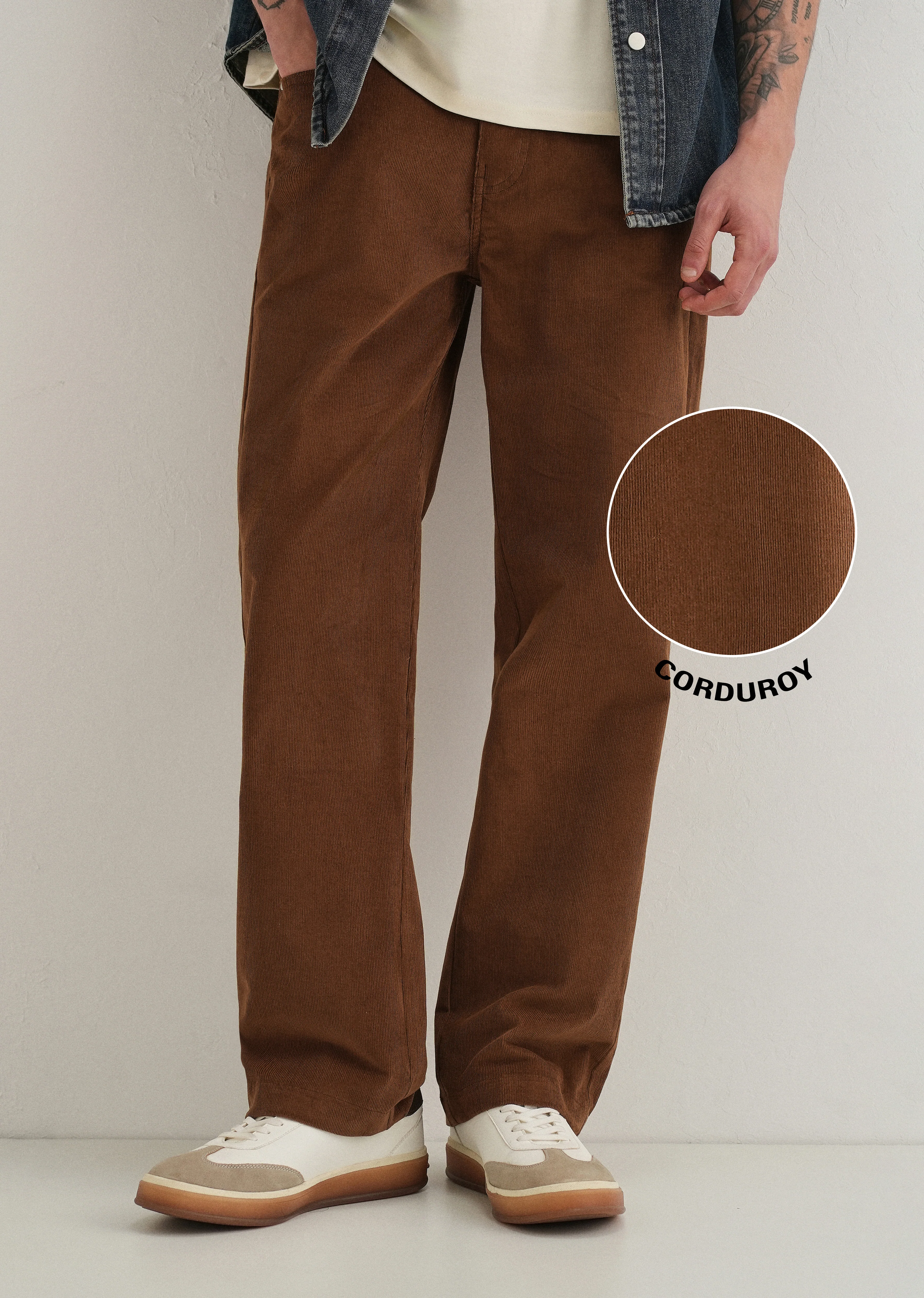 Coffee Brown Semi-Elasticated Corduroy Pant - Image 7