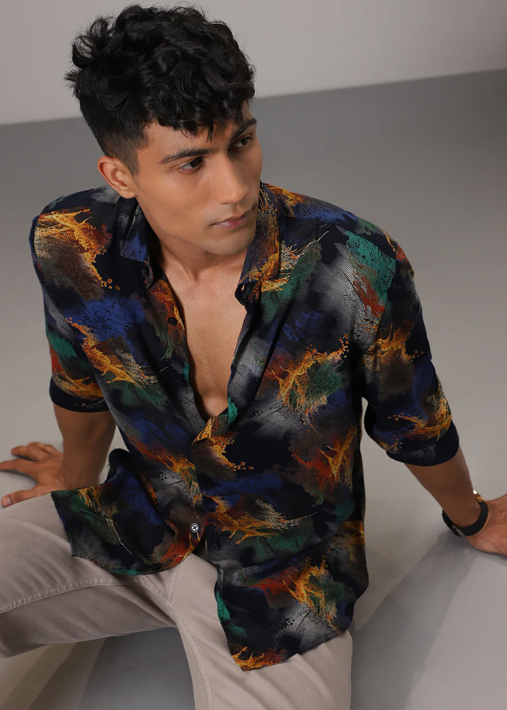 Color Cascade Blue Feather Shirt - Image 2