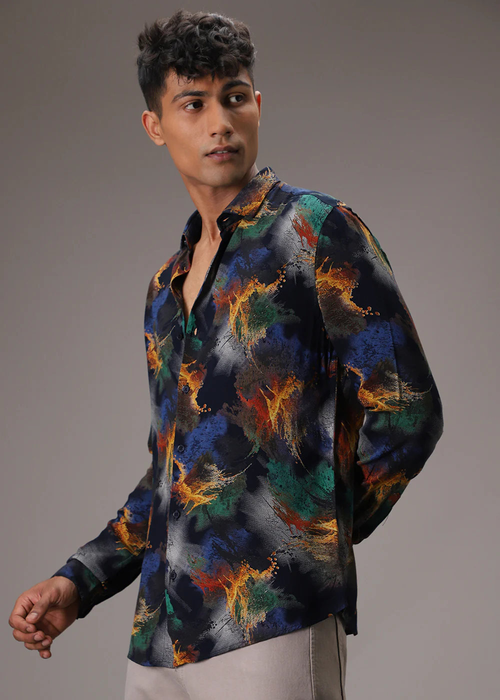 Color Cascade Blue Feather Shirt - Image 3