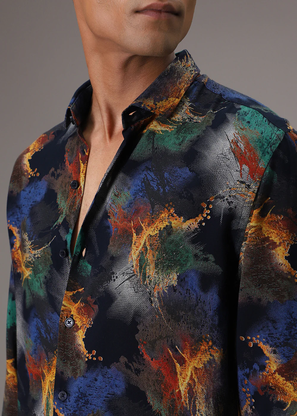 Color Cascade Blue Feather Shirt - Image 7