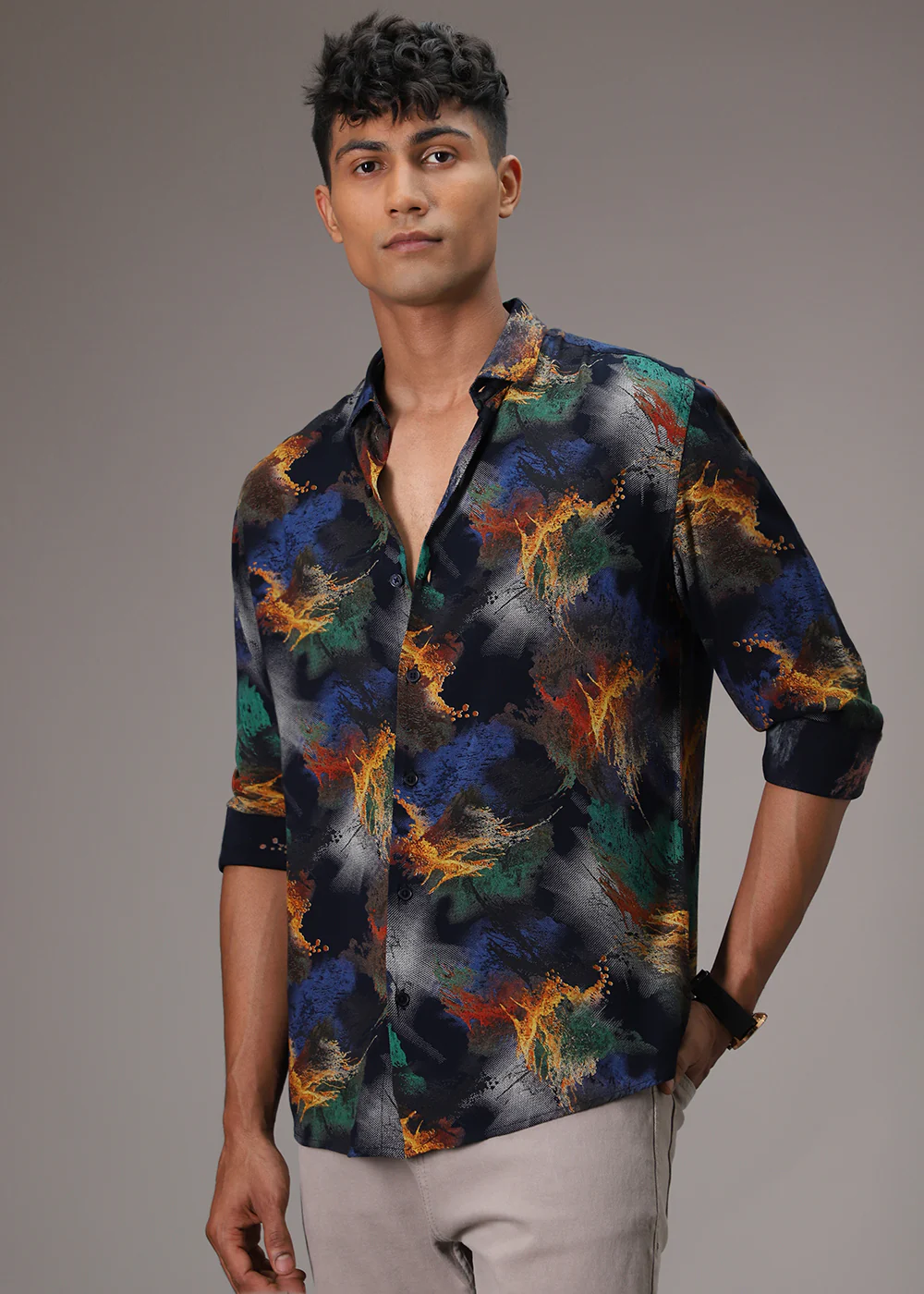Color Cascade Blue Feather Shirt - Image 8