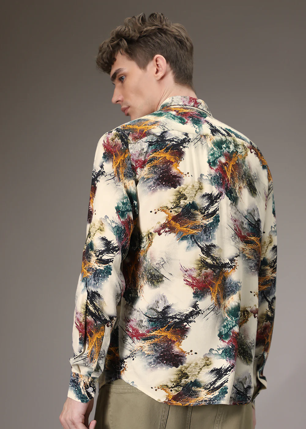 Color Cascade Cream Feather Shirt - Image 2