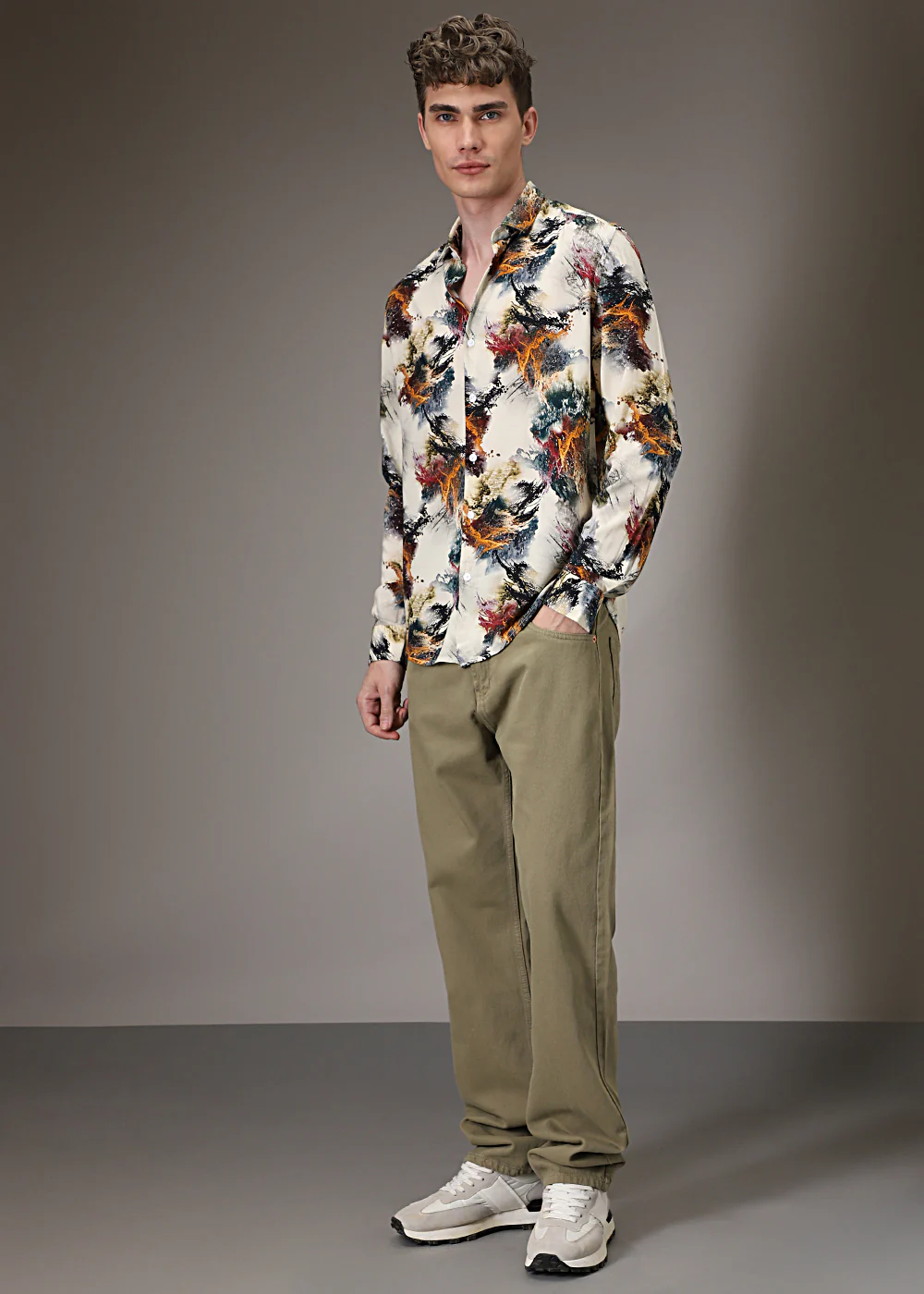 Color Cascade Cream Feather Shirt - Image 5