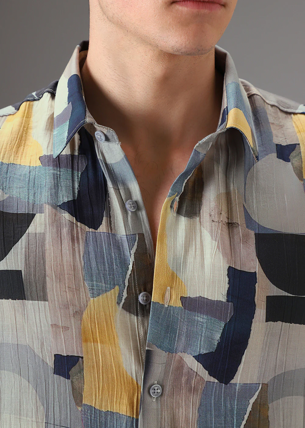 Colorblock Abstract Crushed Printed Shirt - Image 2