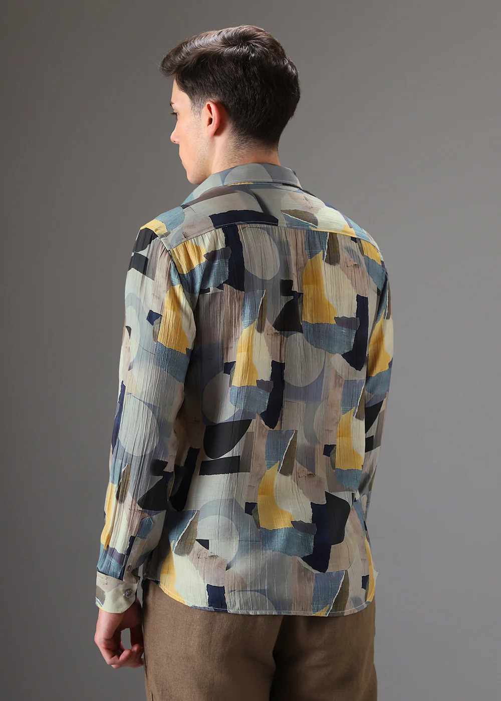 Colorblock Abstract Crushed Printed Shirt - Image 4