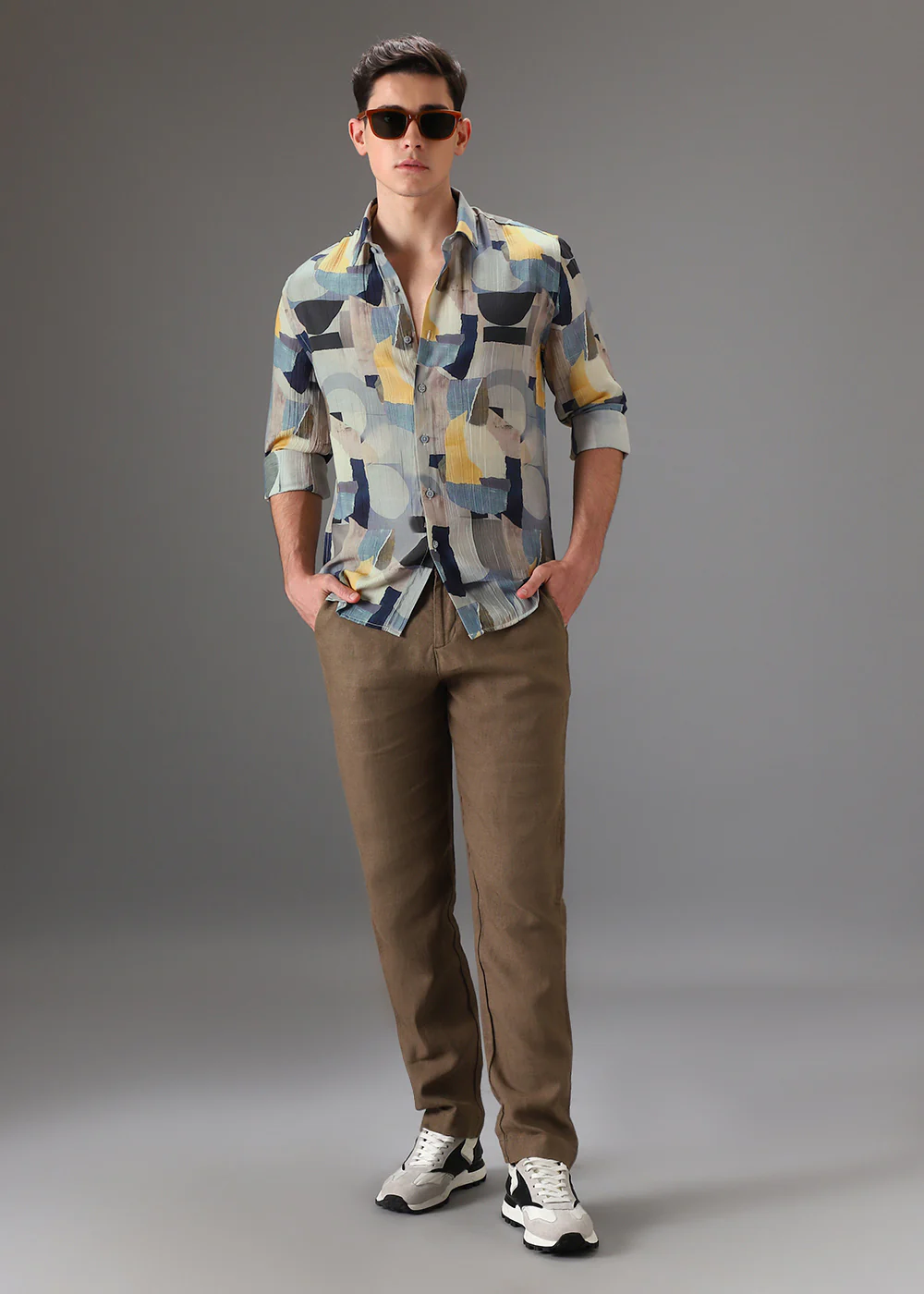 Colorblock Abstract Crushed Printed Shirt - Image 6