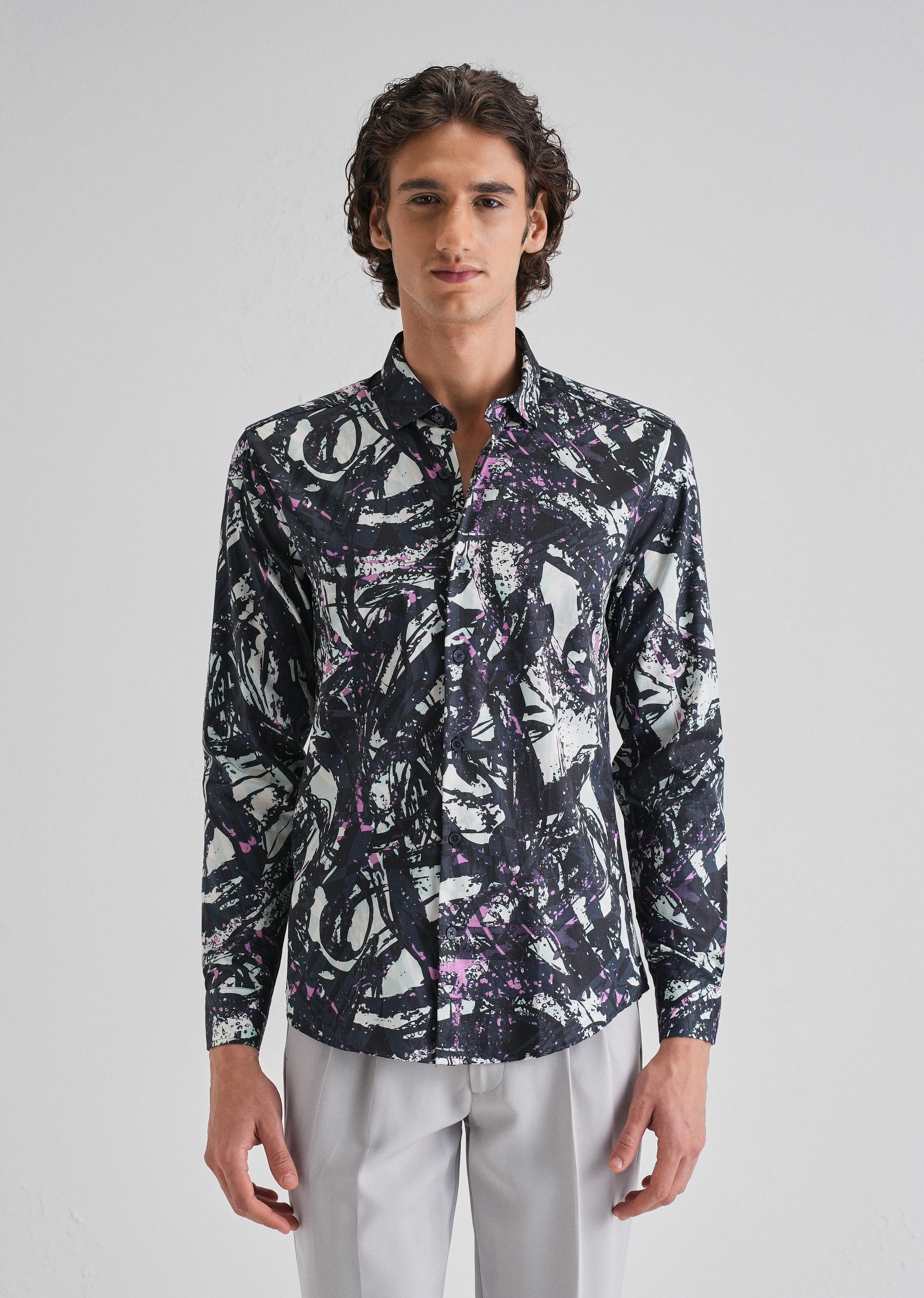 Contempory Marble Printed Shirt - Image 4