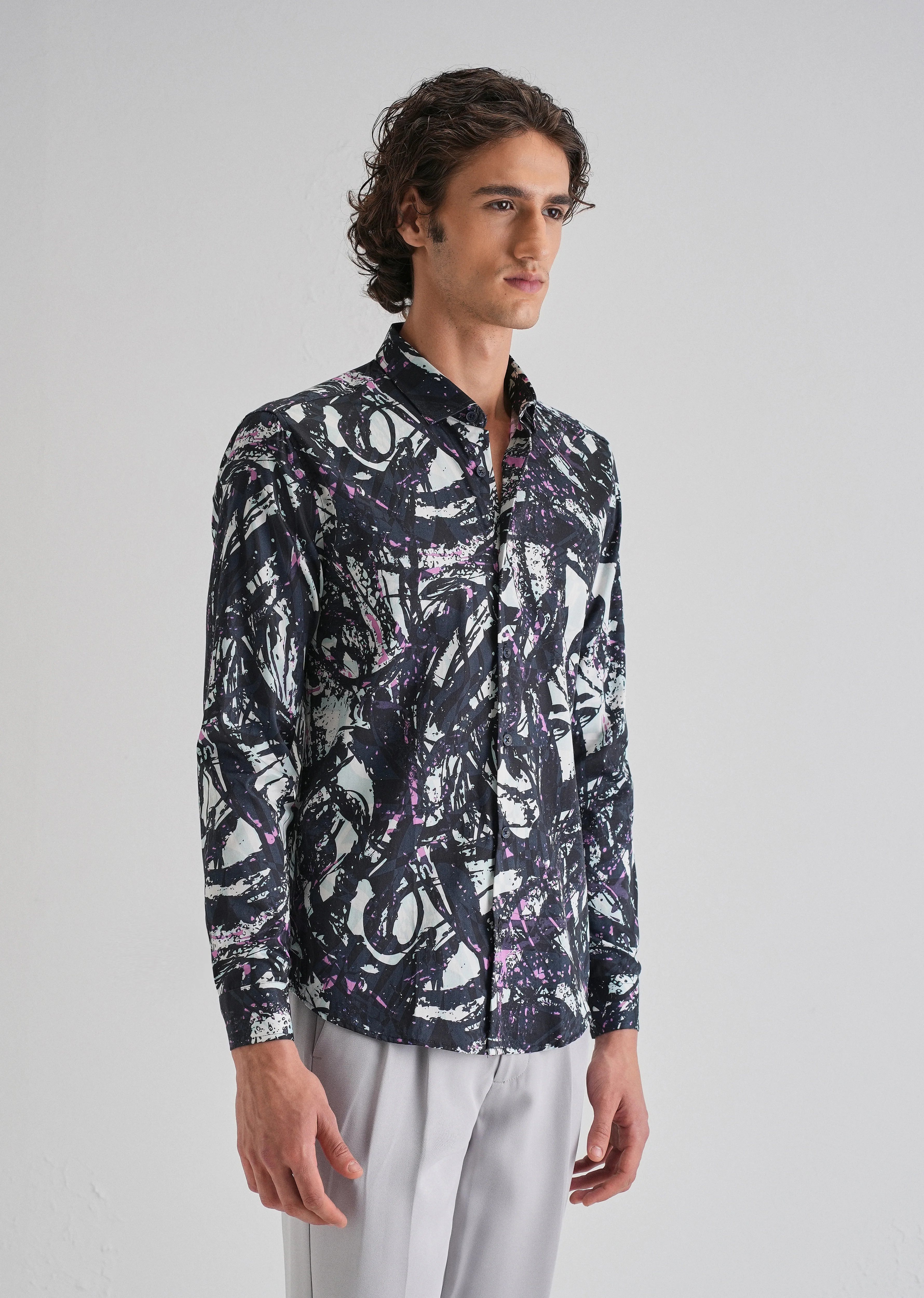 Contempory Marble Printed Shirt - Image 5