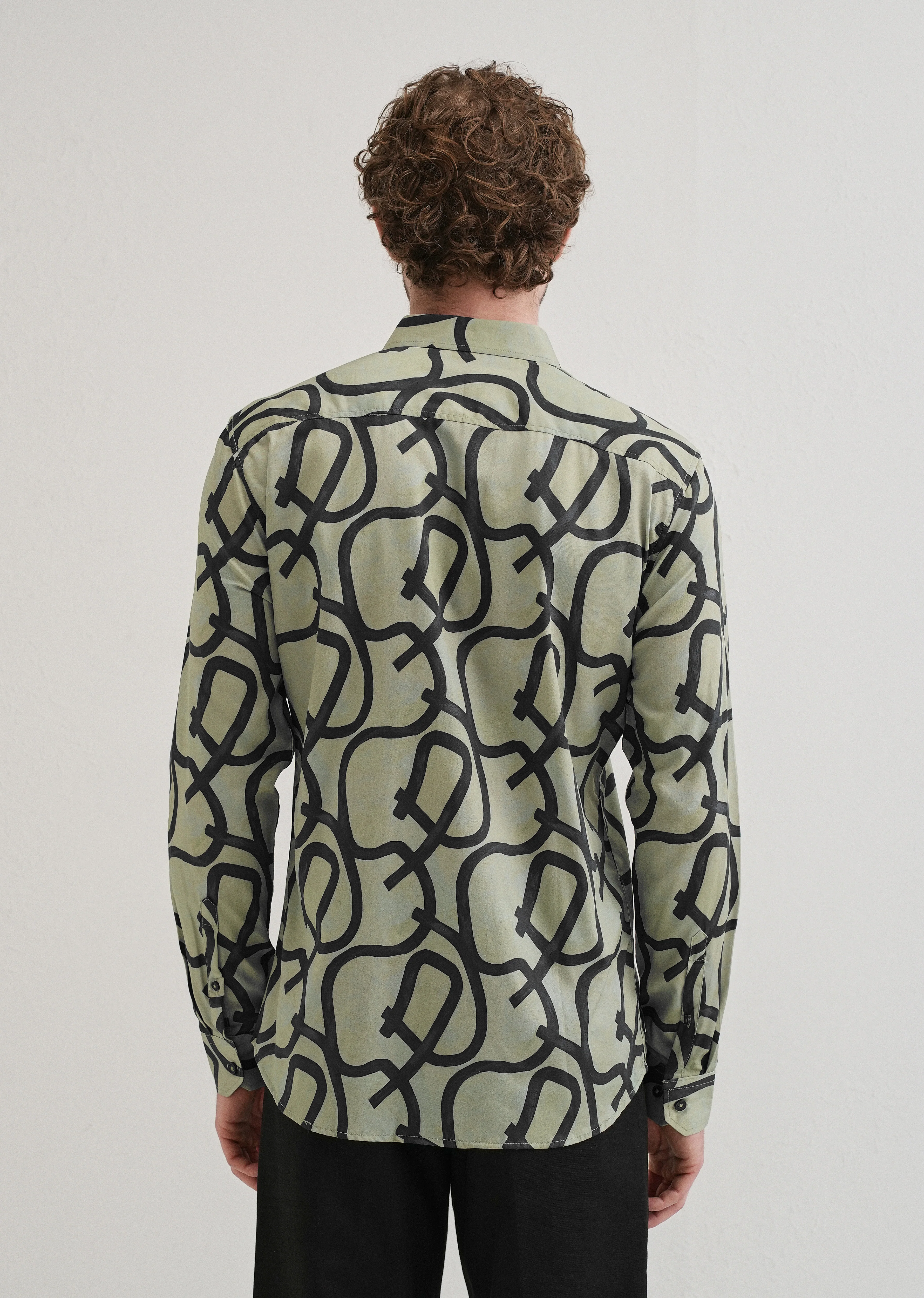 Contour Lines Green Printed Shirt - Image 2