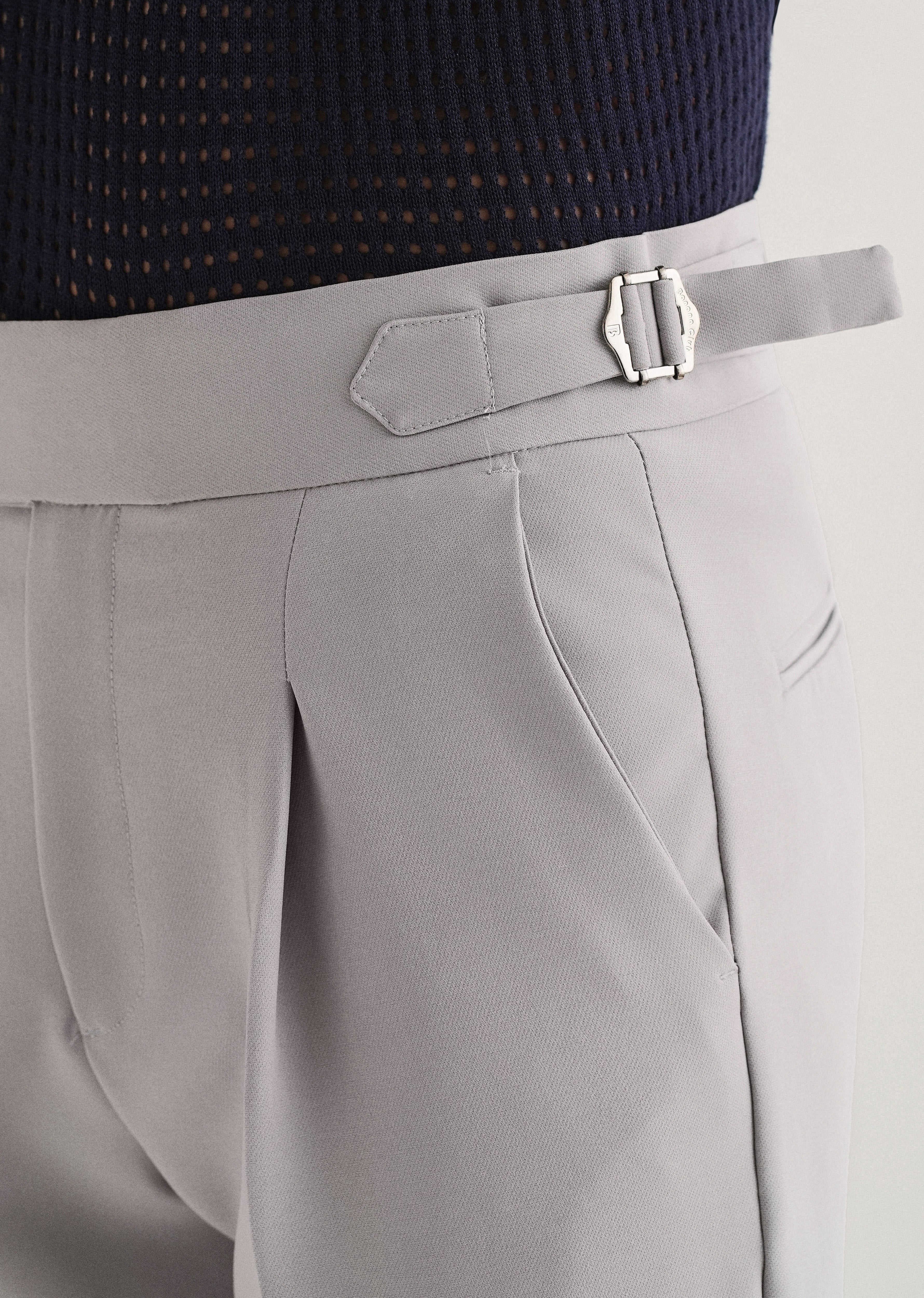Cool Grey Pleated Gurkha Pant - Image 2