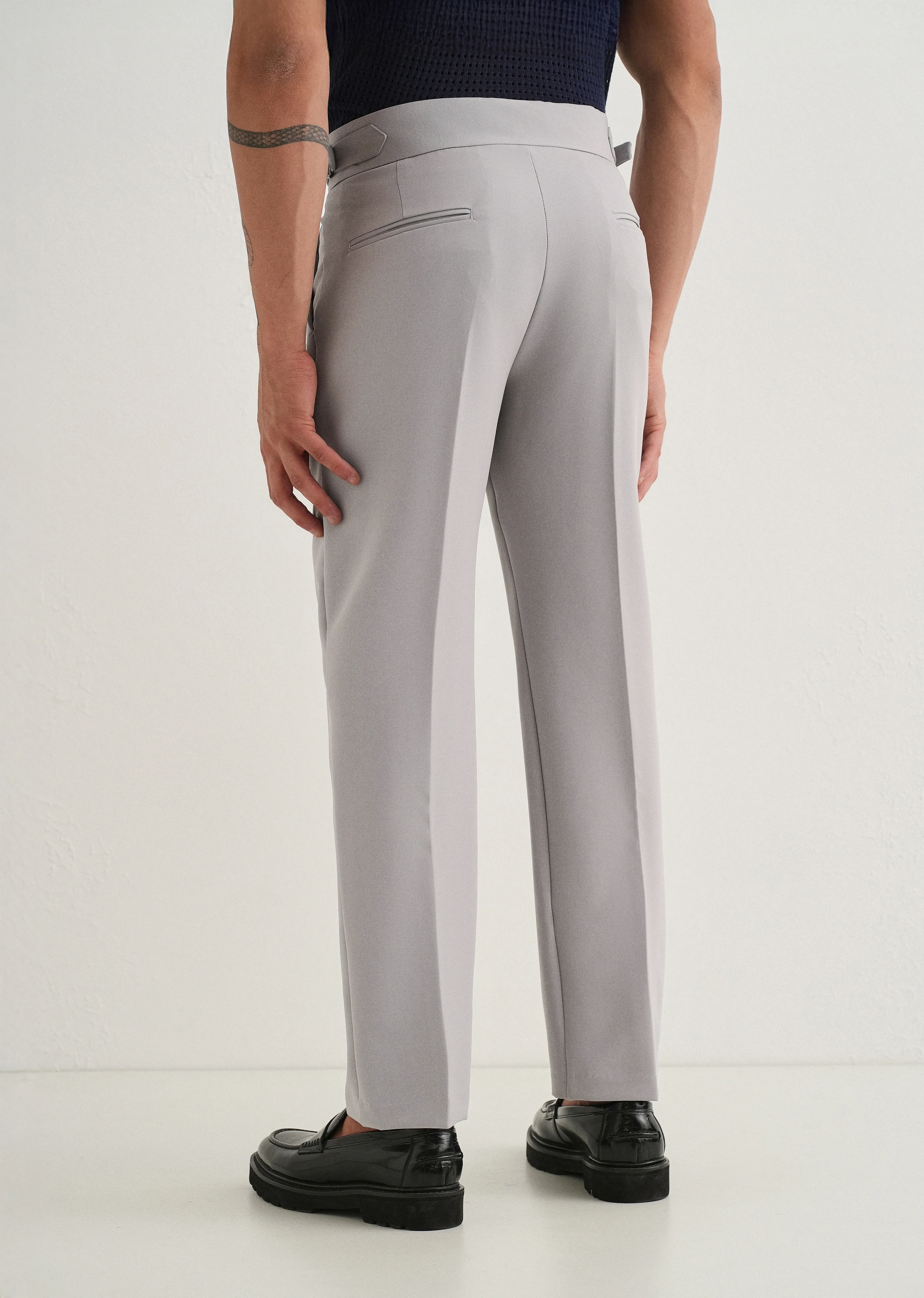 Cool Grey Pleated Gurkha Pant - Image 3
