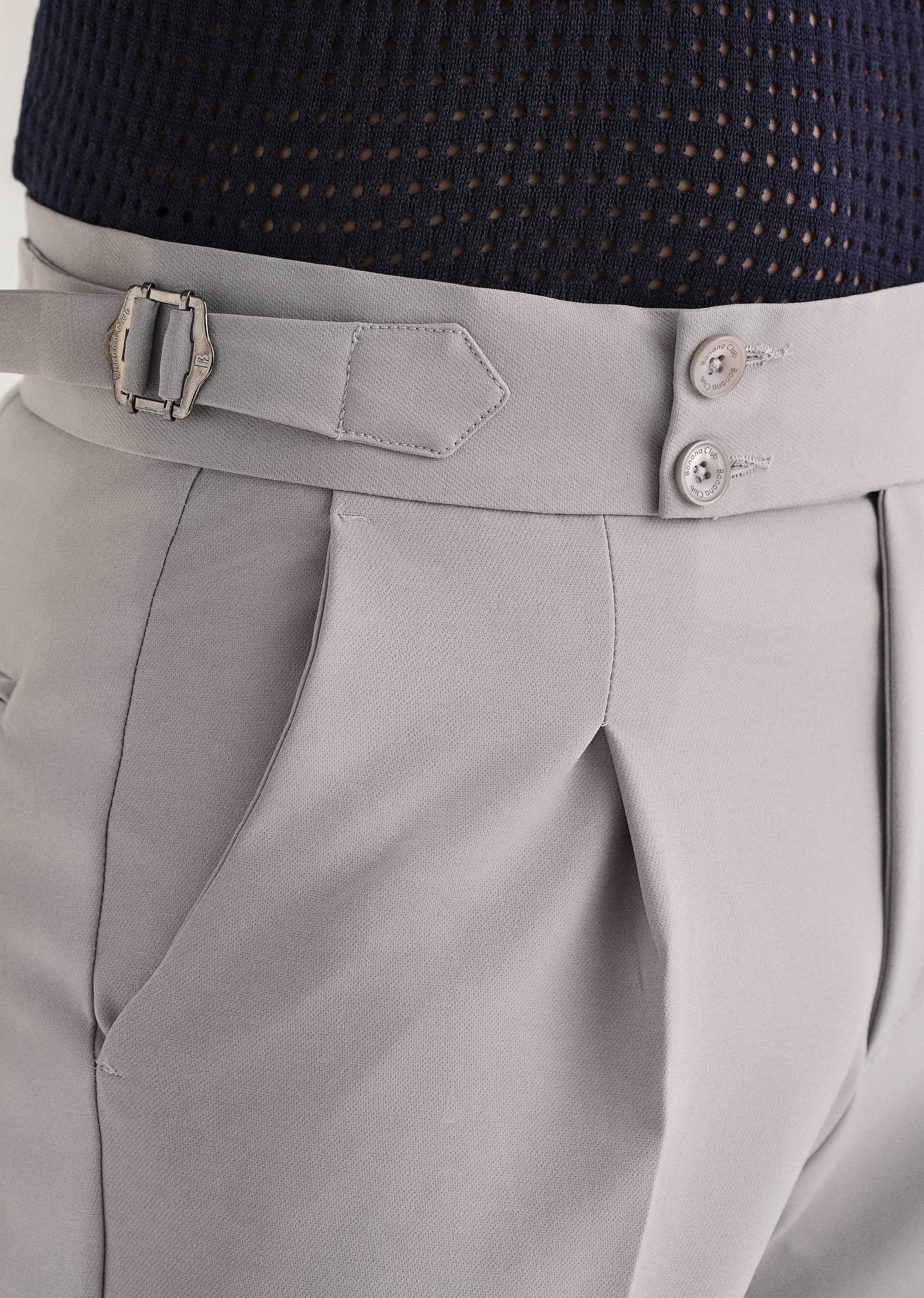 Cool Grey Pleated Gurkha Pant - Image 6