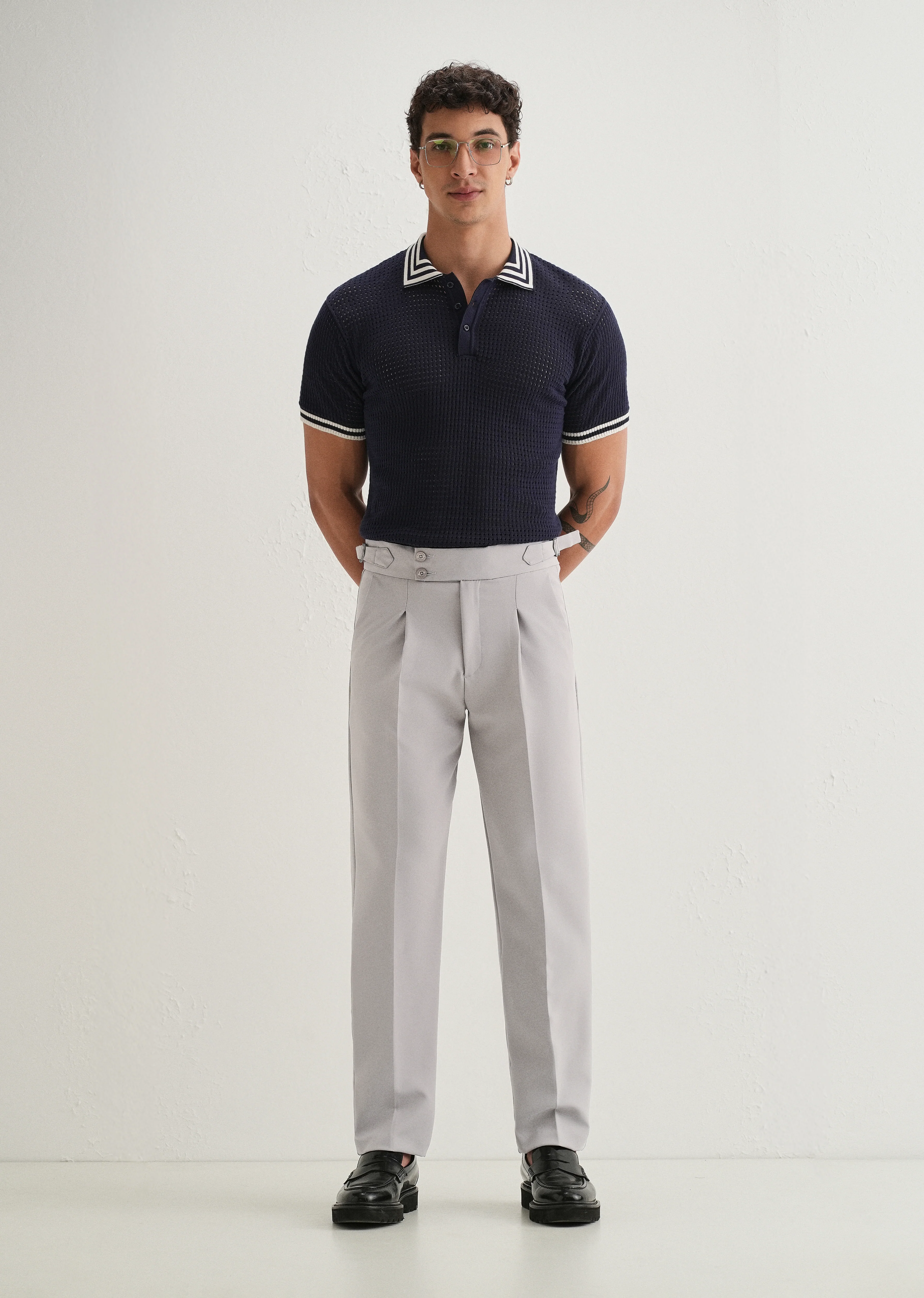 Cool Grey Pleated Gurkha Pant - Image 7