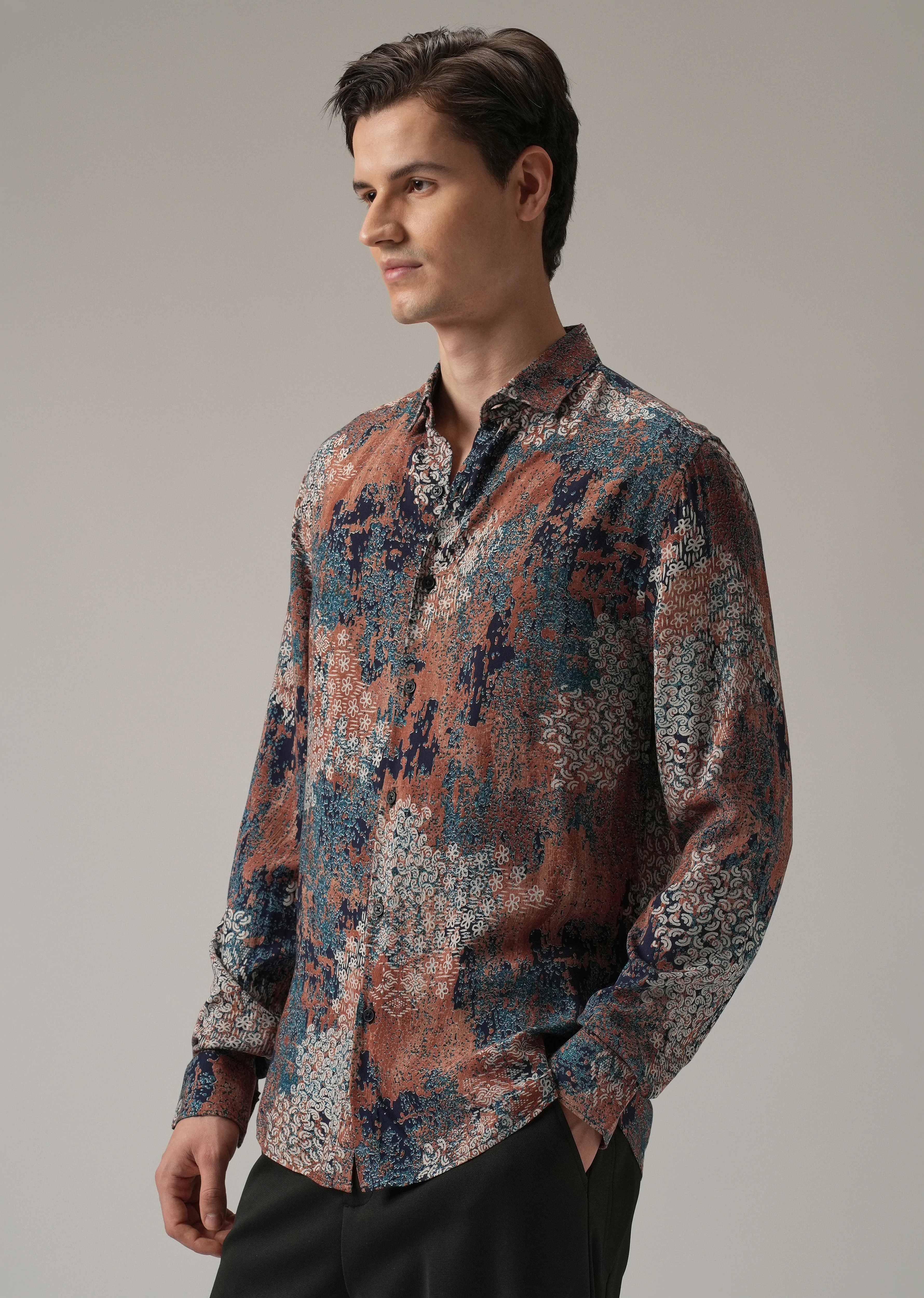 Coral Camo Print Feather Shirt - Image 4