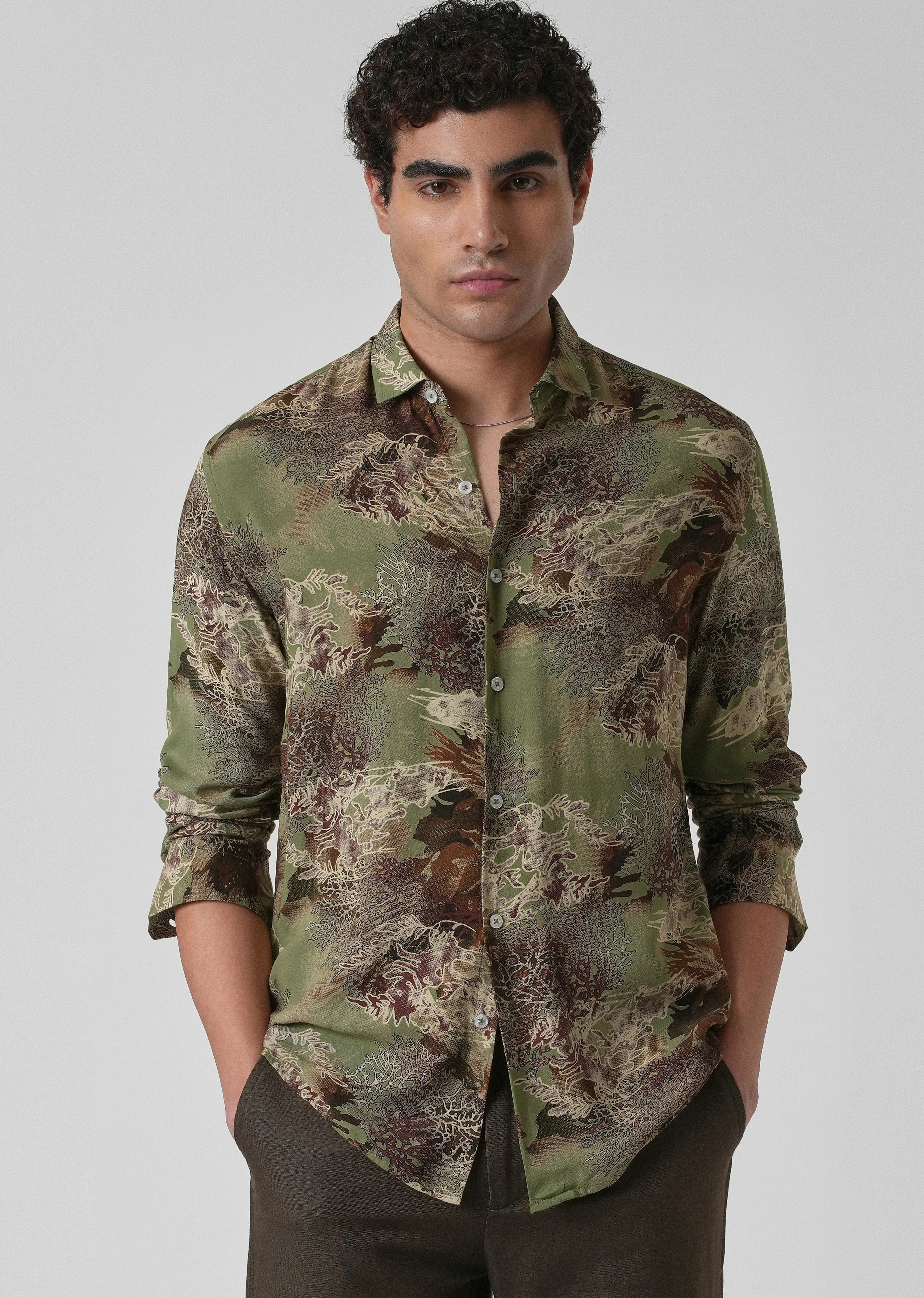 Coral Oasis Fern Feather shirt - Image 7