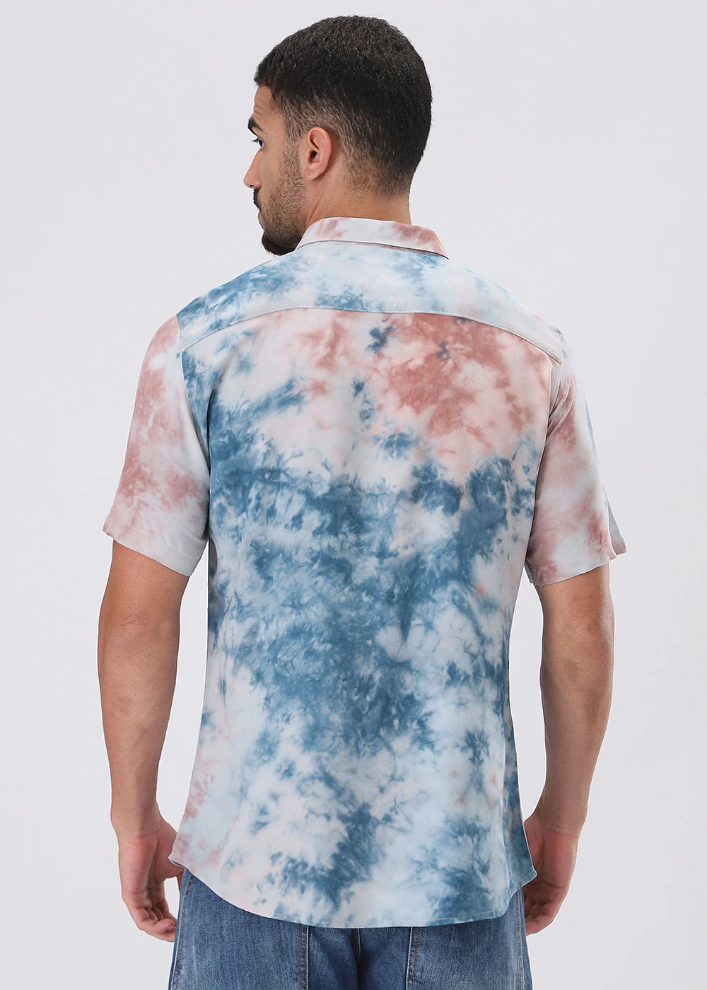Coral Red Tie Dye Half Sleeve Shirt - Image 4