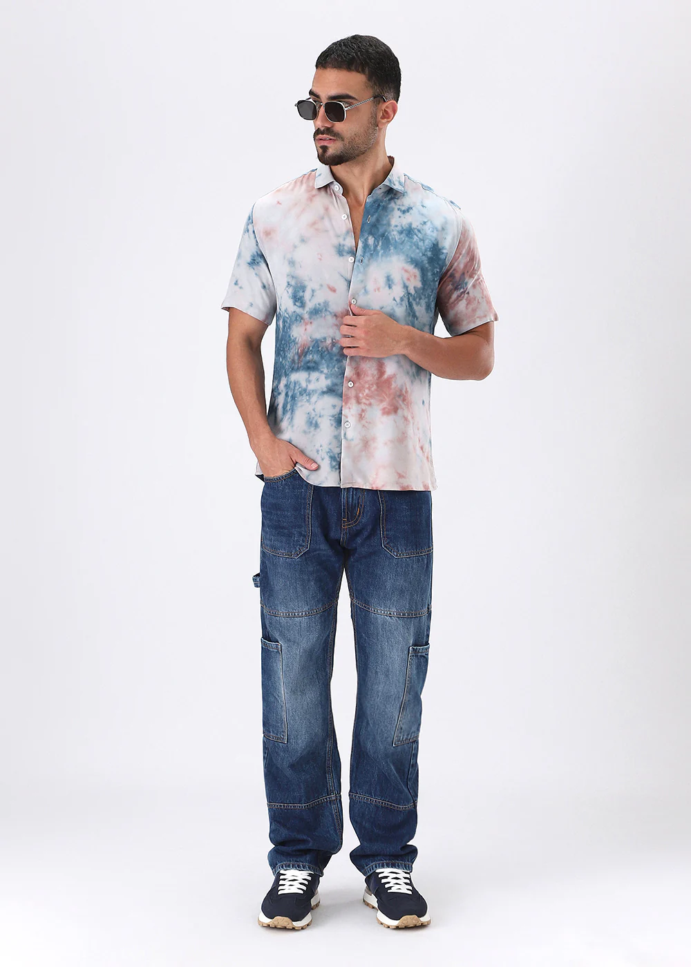 Coral Red Tie Dye Half Sleeve Shirt - Image 6