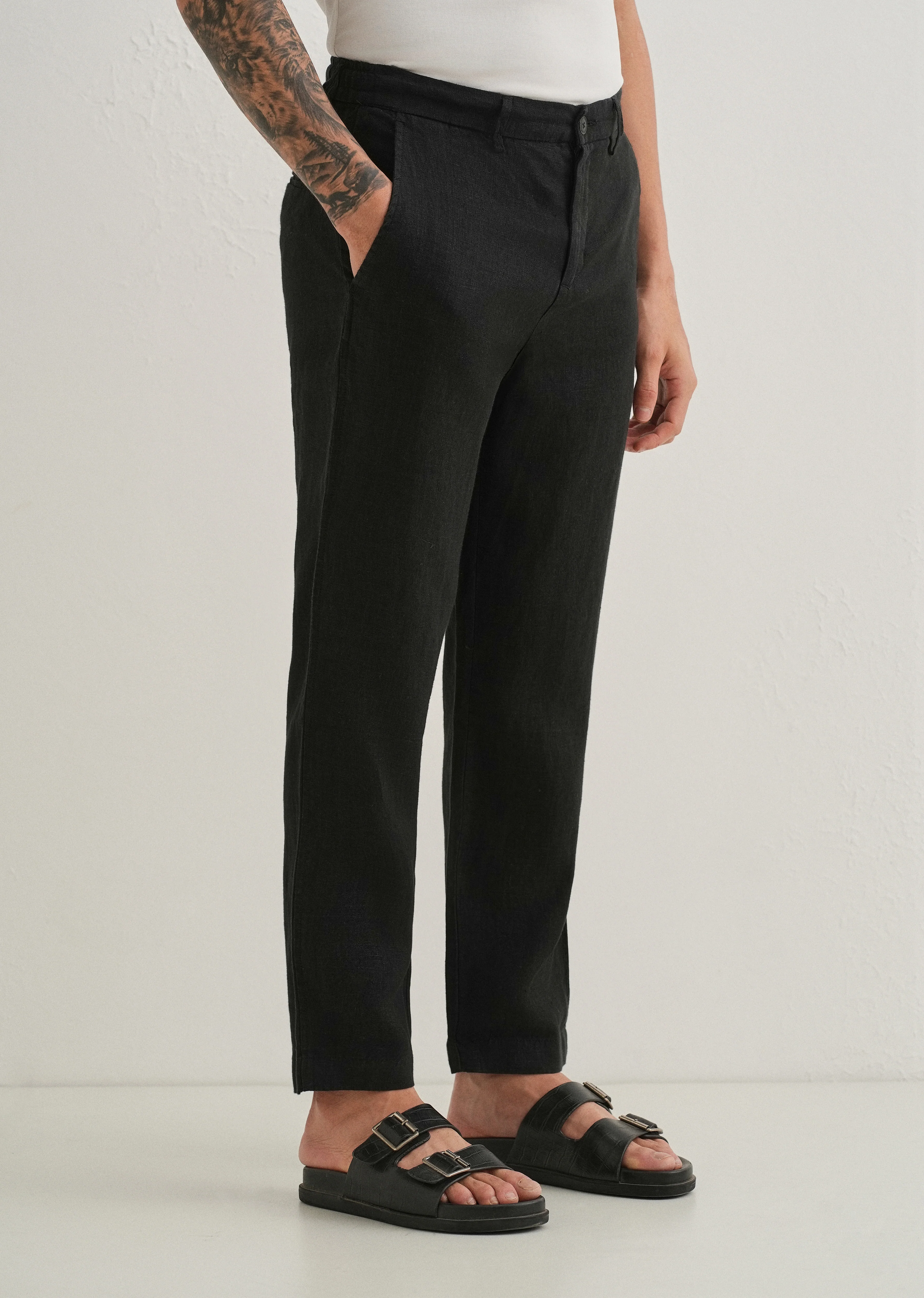 Cosmic Black Linen Pant - Image 4