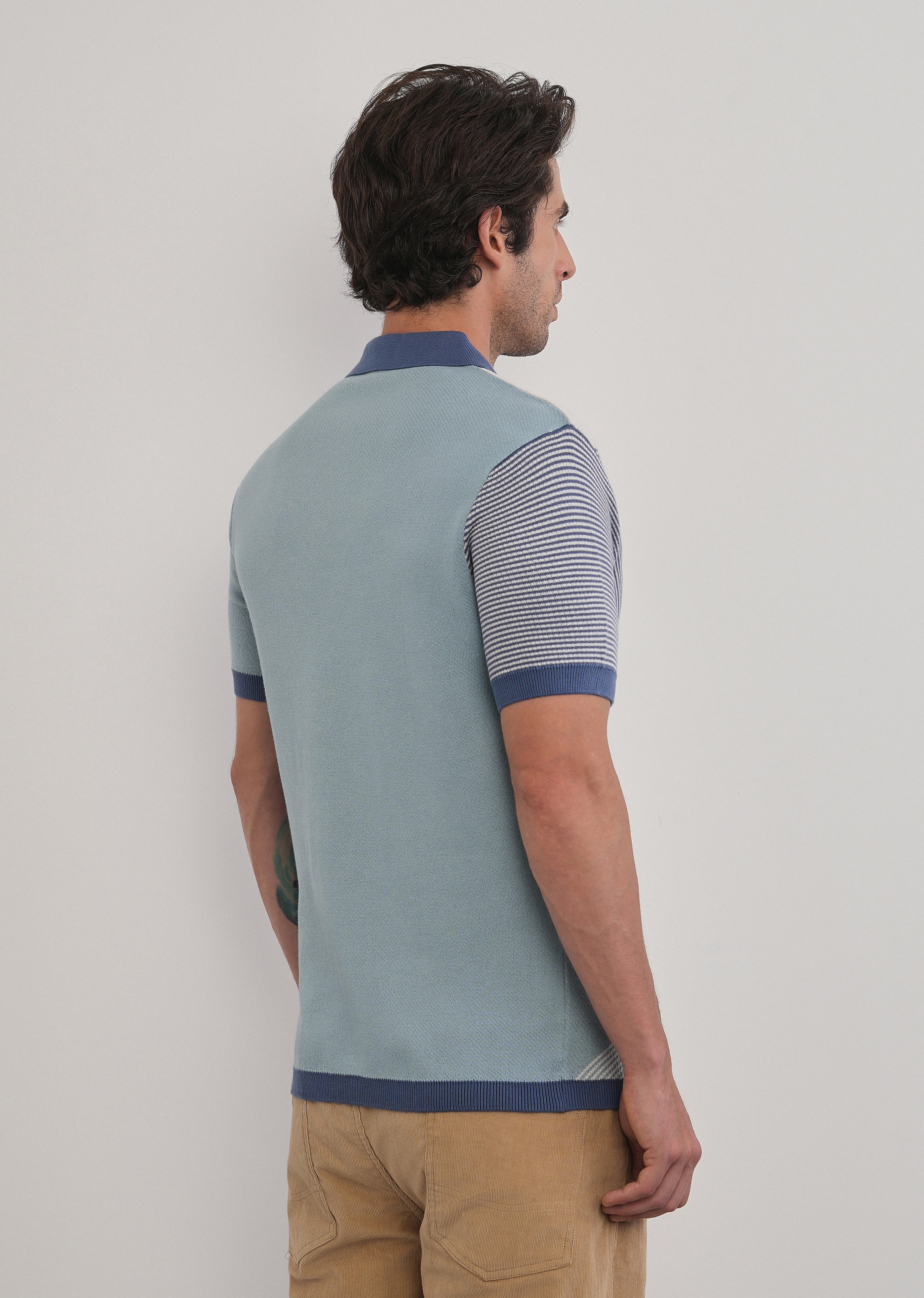 Cotton Multicolour Knitted Polo - Image 2