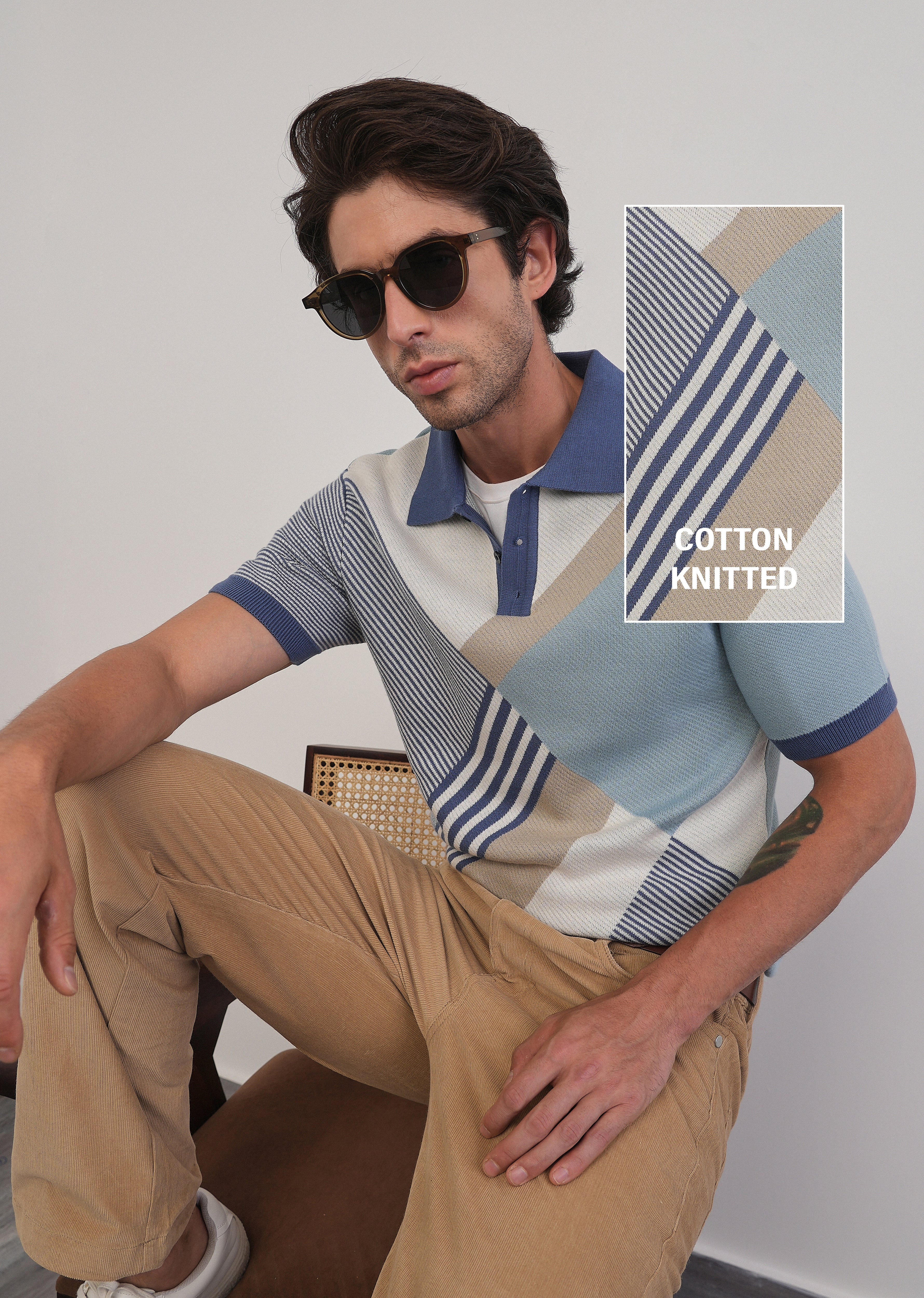 Cotton Multicolour Knitted Polo - Image 7