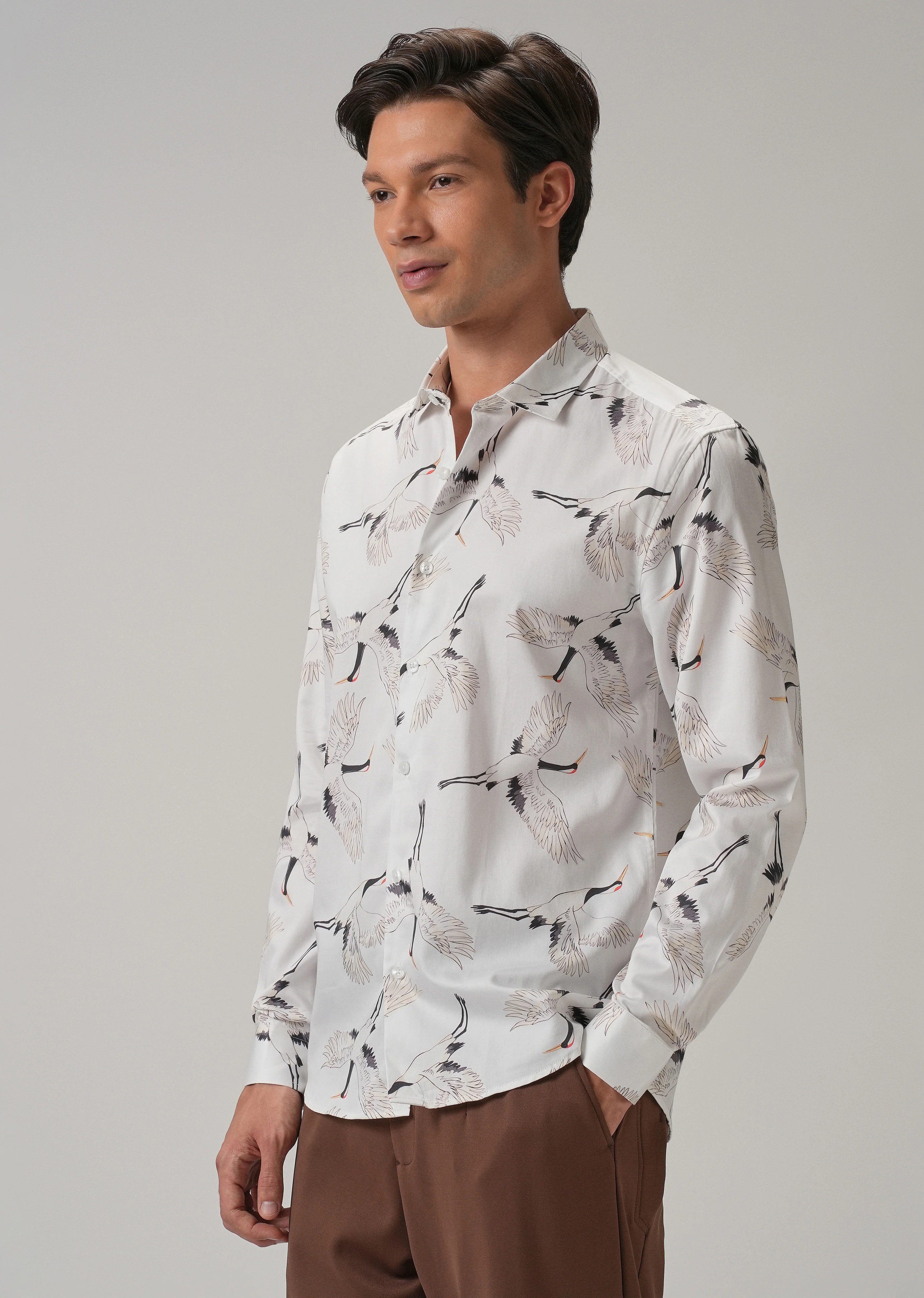 Crane Bird Print Shirt - Image 3