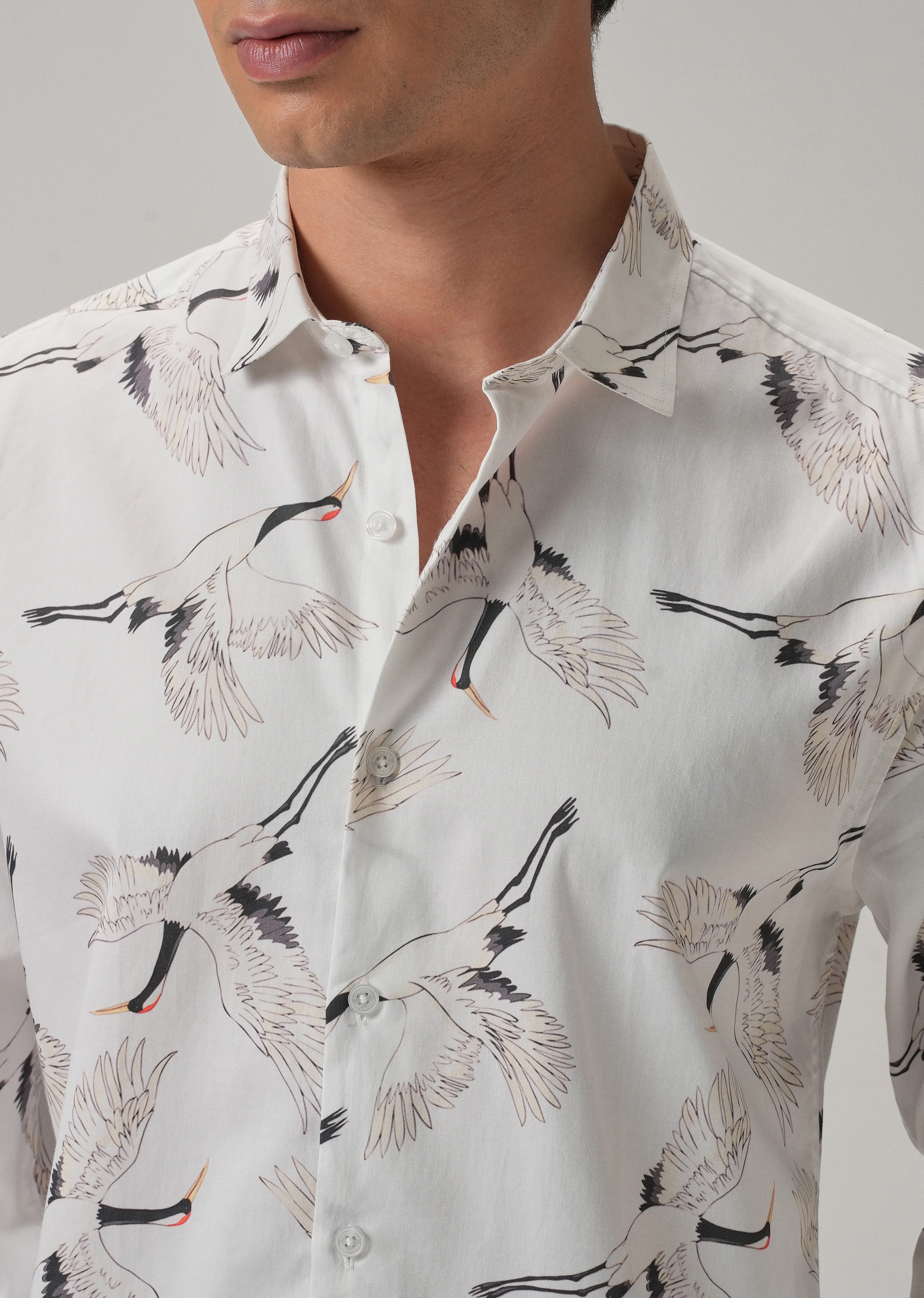 Crane Bird Print Shirt - Image 5