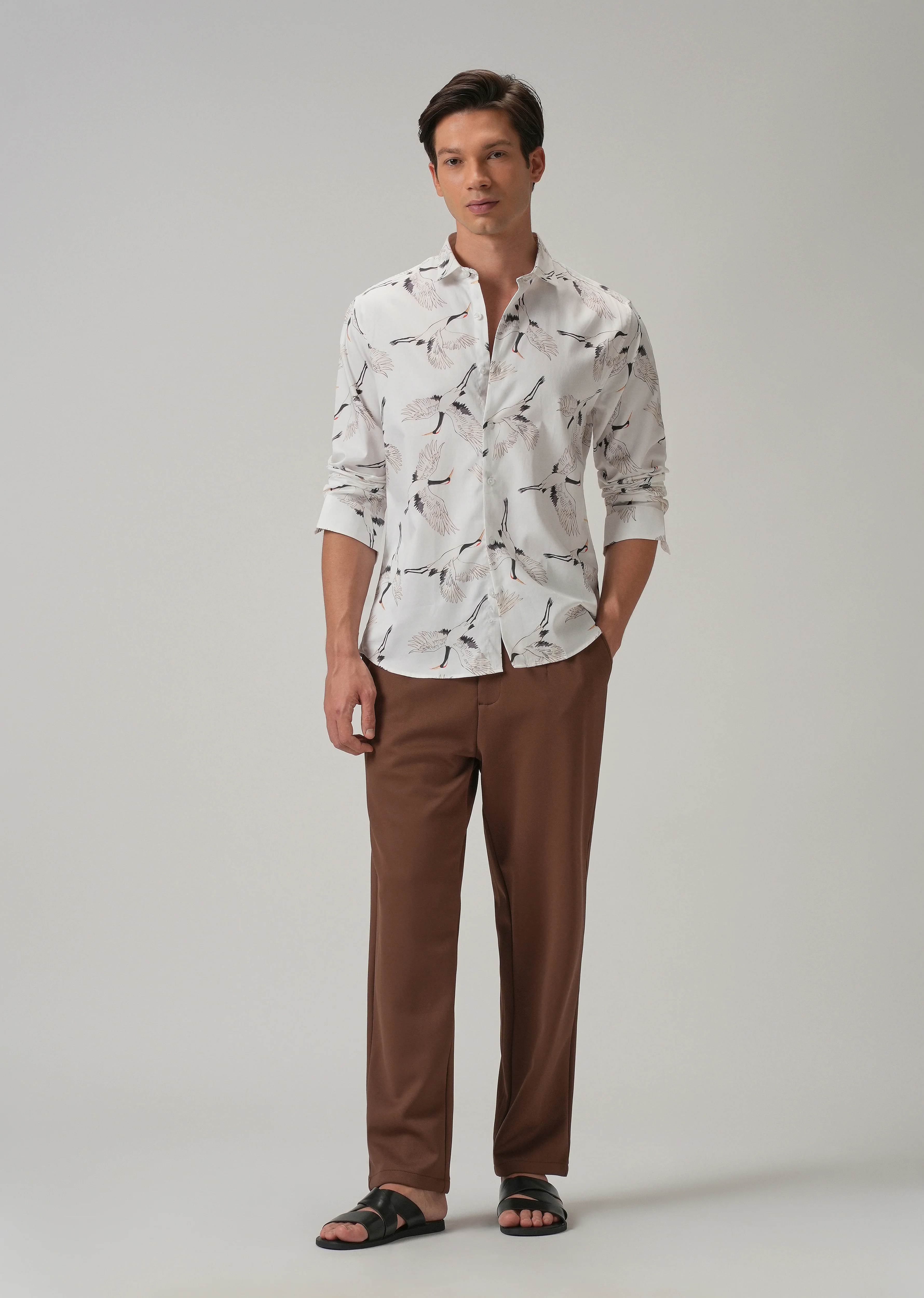 Crane Bird Print Shirt - Image 6